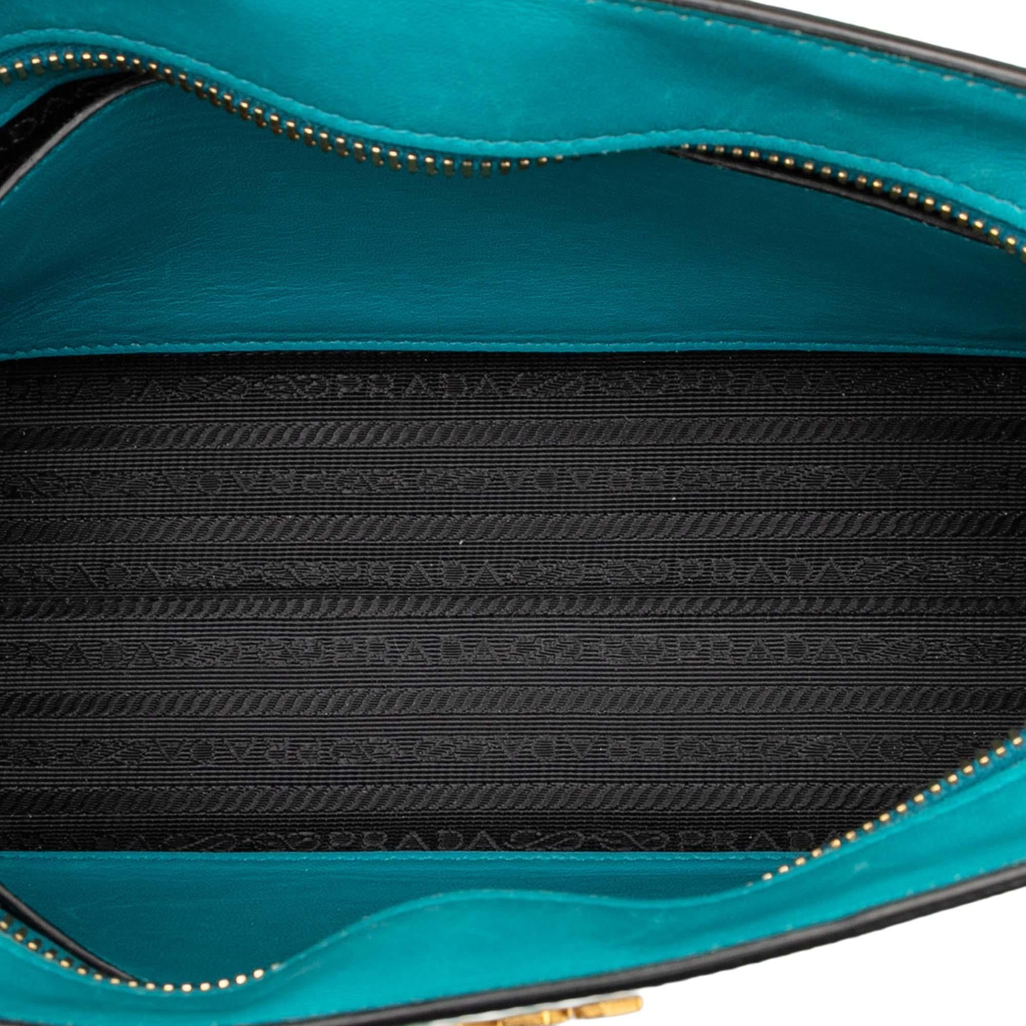 Prada Bicolor Saffiano Vernice Esplanade Crossbody