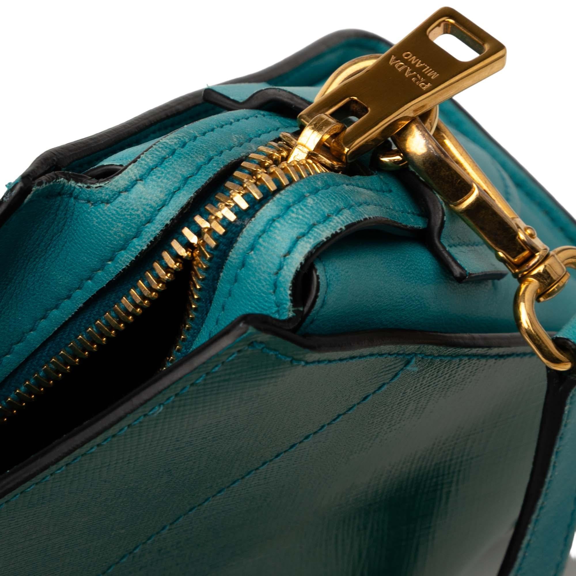 Prada Bicolor Saffiano Vernice Esplanade Crossbody