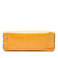Prada Bicolor Saffiano Vernice Pyramid Frame Handbag