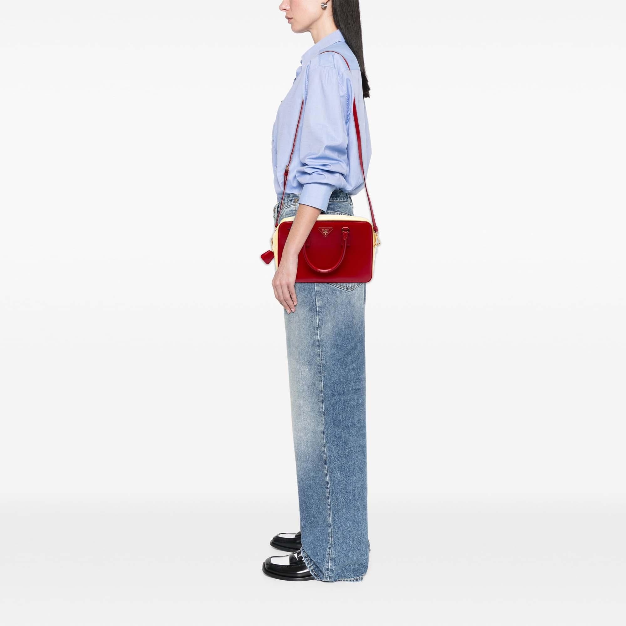 Prada Bicolor Saffiano Vernice Satchel