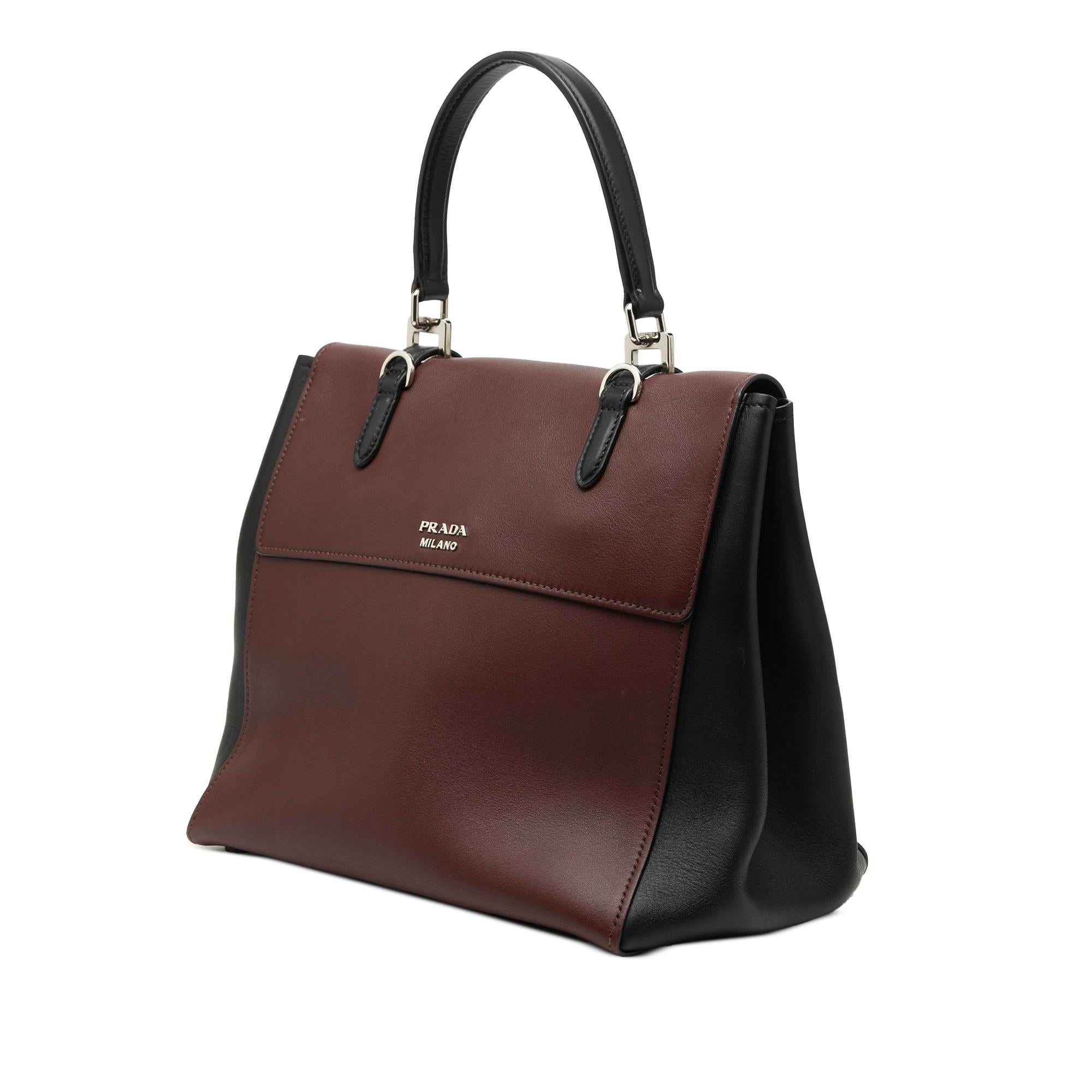 Prada Bicolor Soft Calf Double Turnlock Satchel