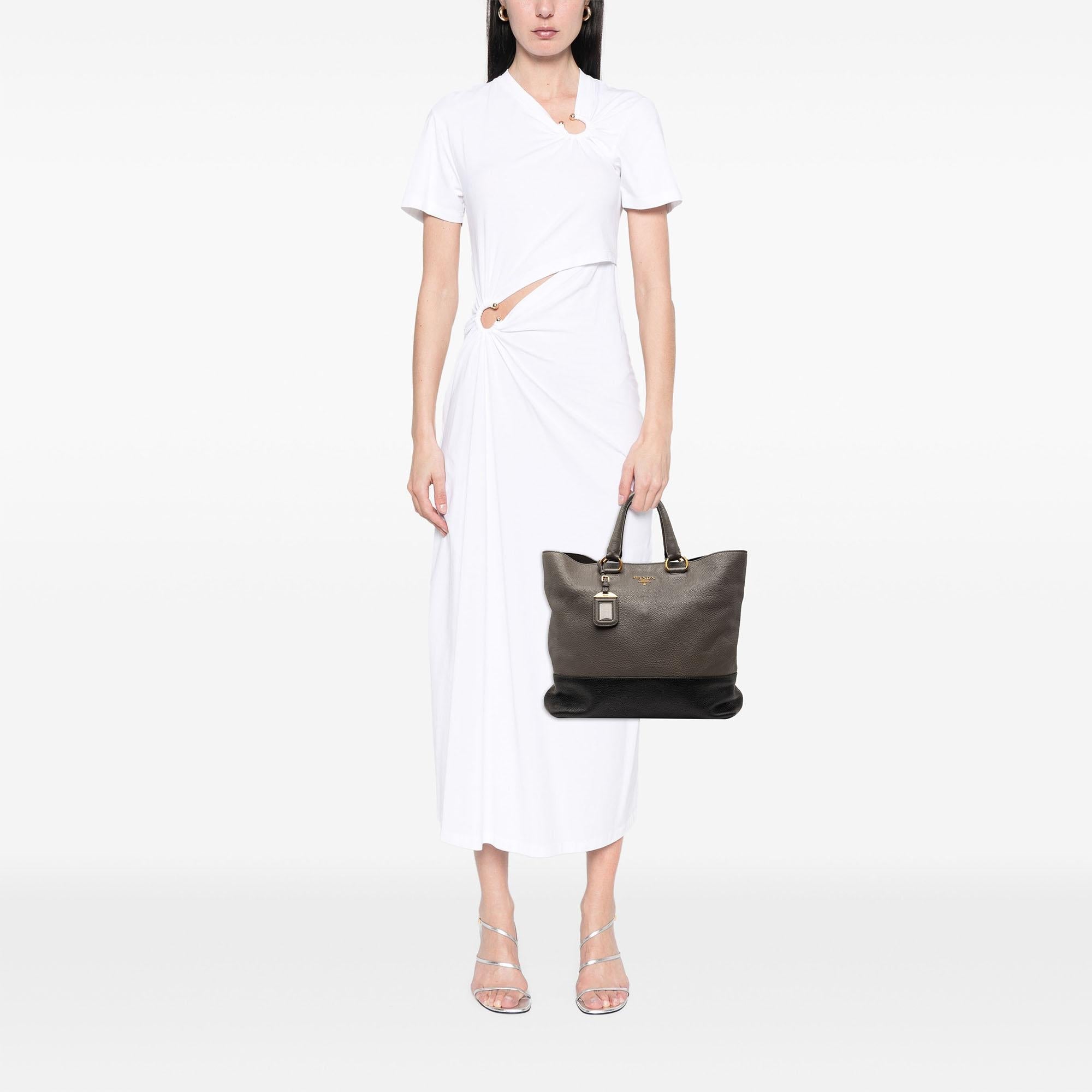 Prada Bicolor Vitello Daino Open Convertible Tote