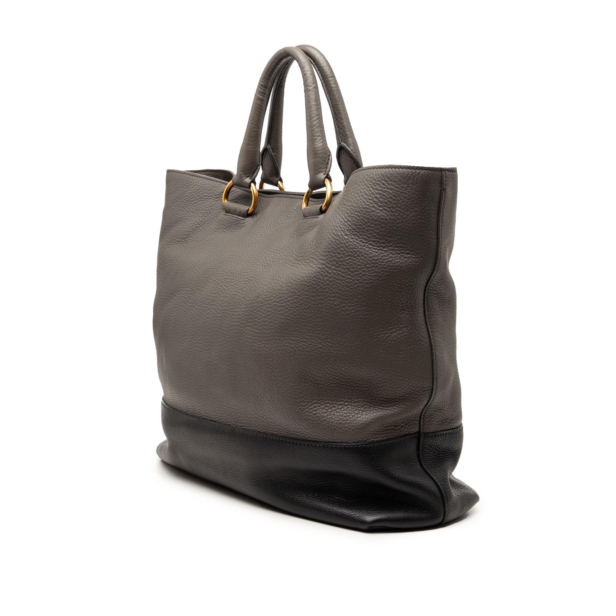 Prada Bicolor Vitello Daino Open Convertible Tote