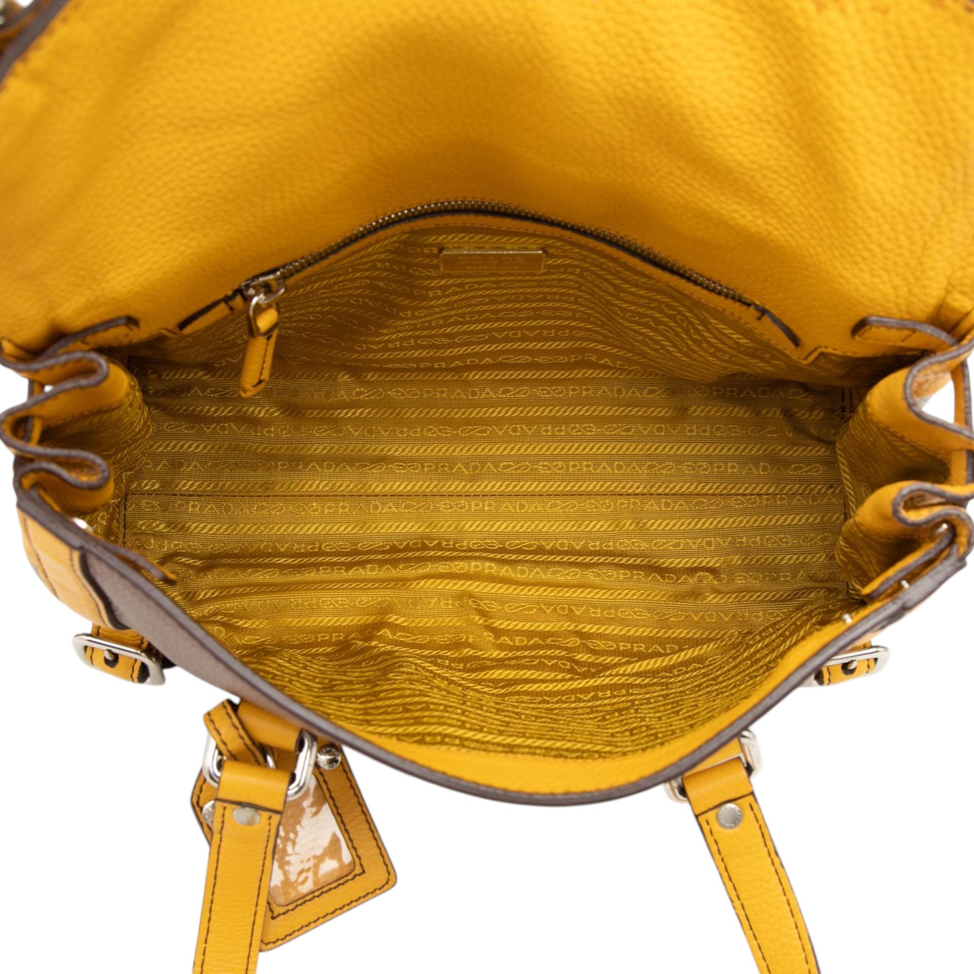 Prada Bicolor Vitello Daino Pushlock Flap Bag