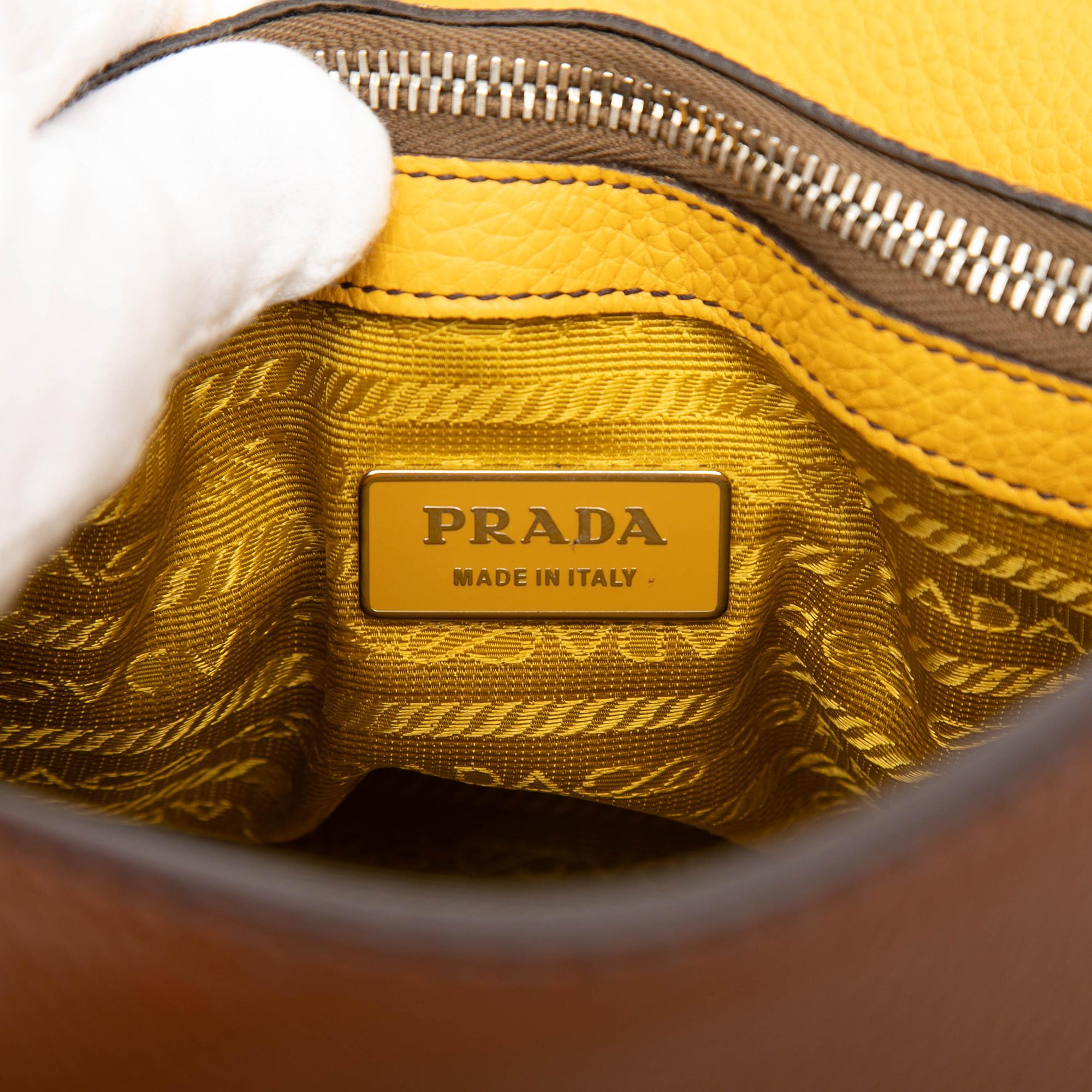 Prada Bicolor Vitello Daino Pushlock Flap Bag