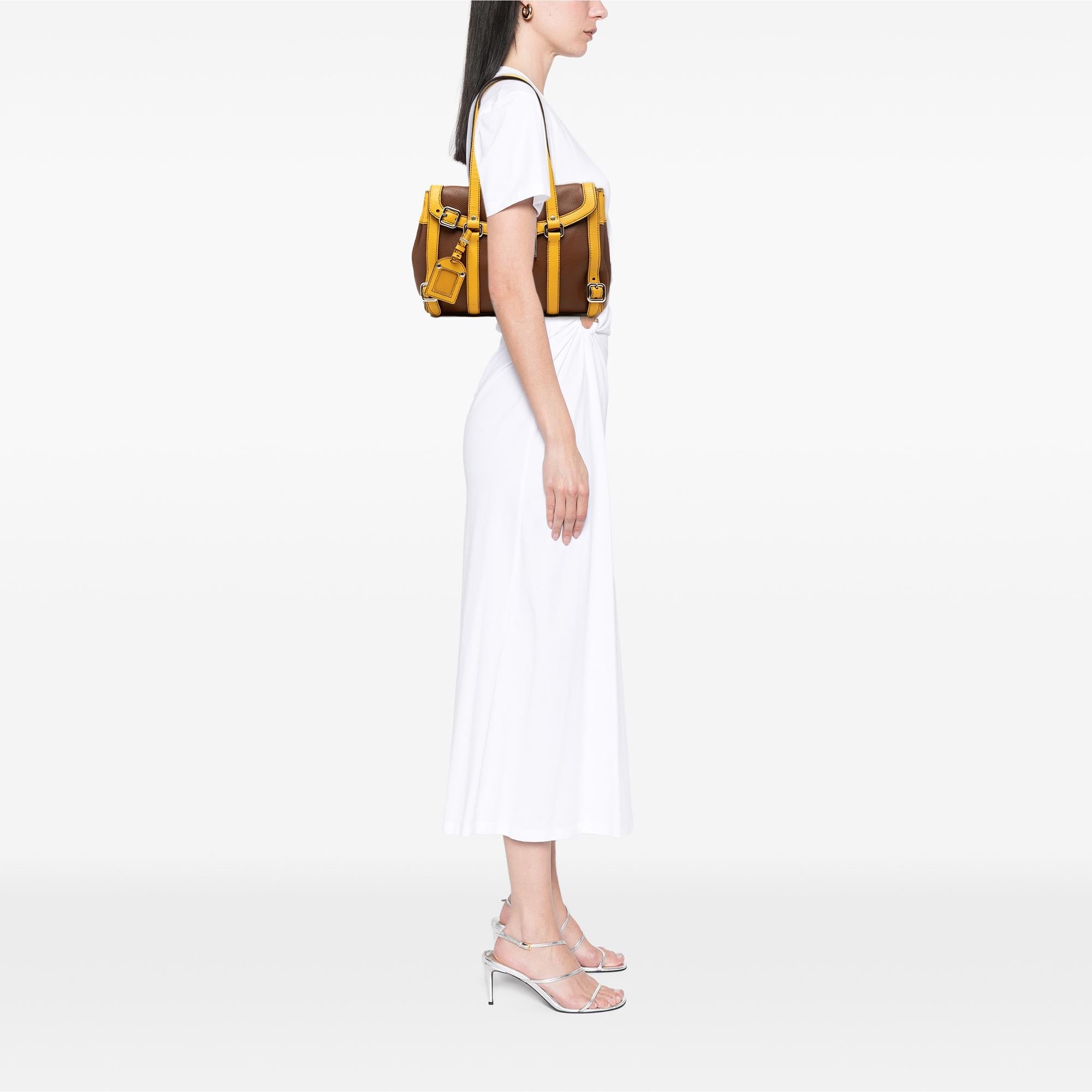 Prada Bicolor Vitello Daino Pushlock Flap Bag