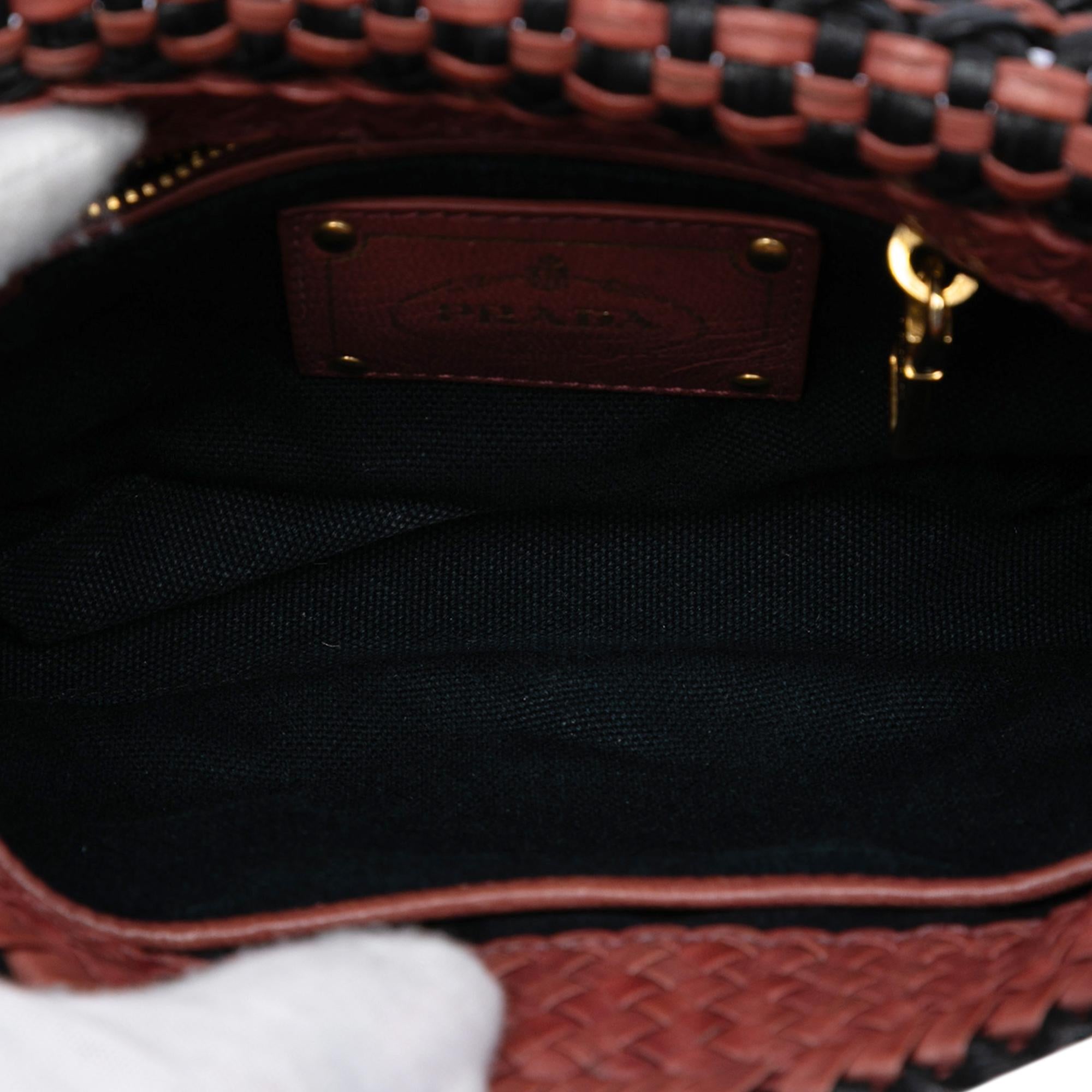 Prada Bicolor Woven Goatskin Madras Crossbody