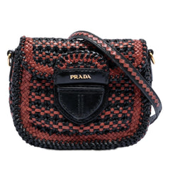 Prada Bicolor Woven Goatskin Madras Crossbody