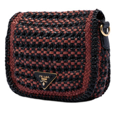 Prada Bicolor Woven Goatskin Madras Crossbody