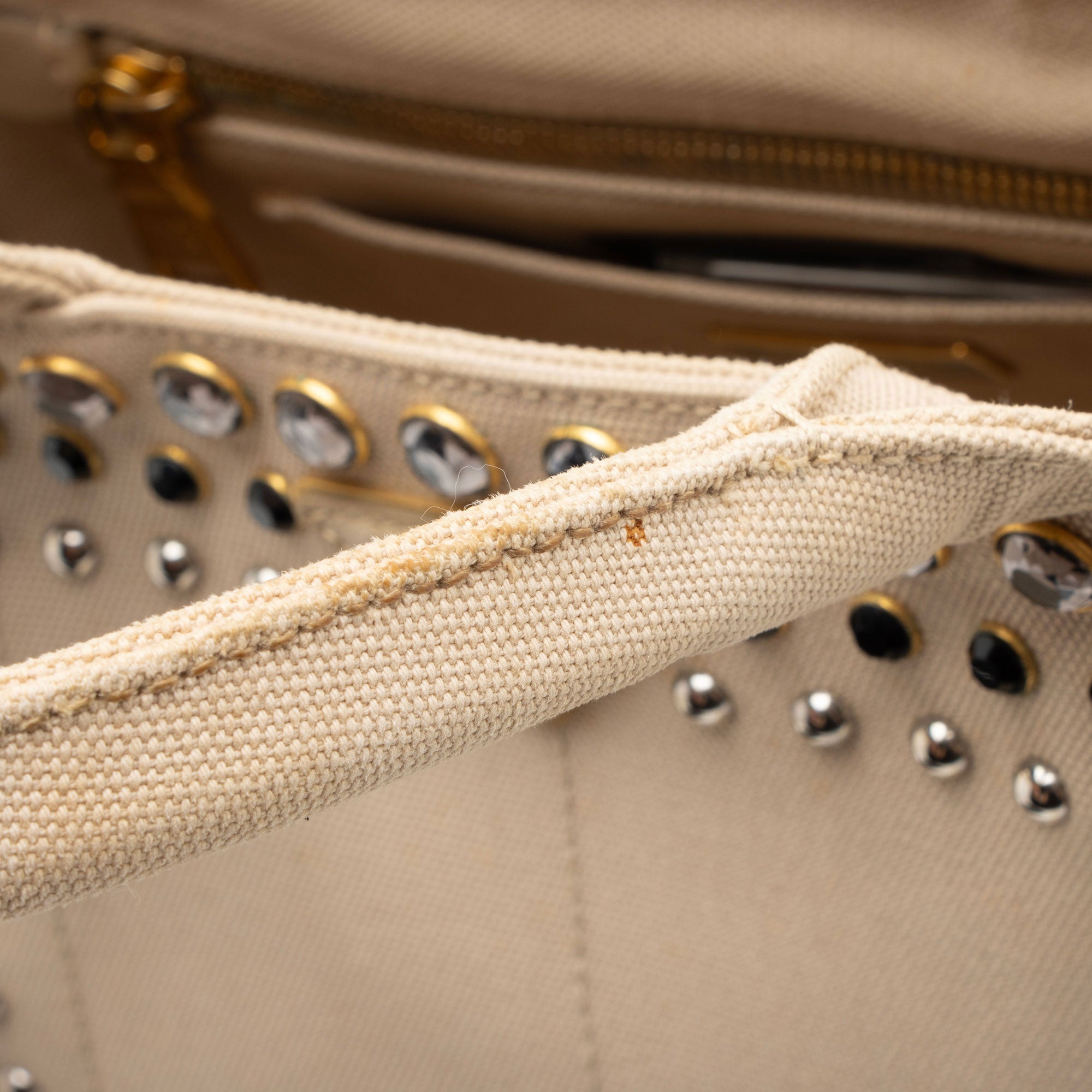 Prada Canapa Crystal Studded Tote