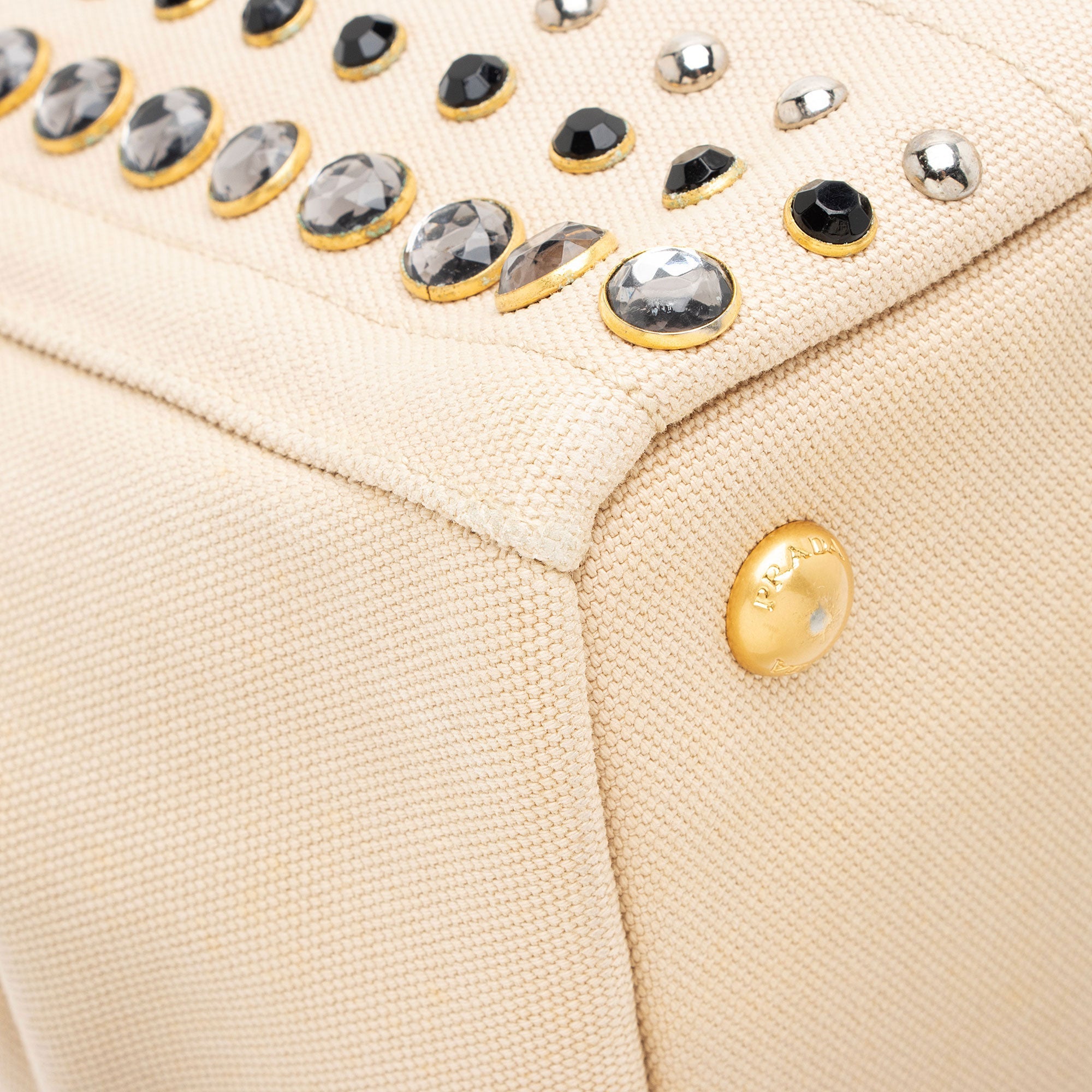 Prada Canapa Crystal Studded Tote