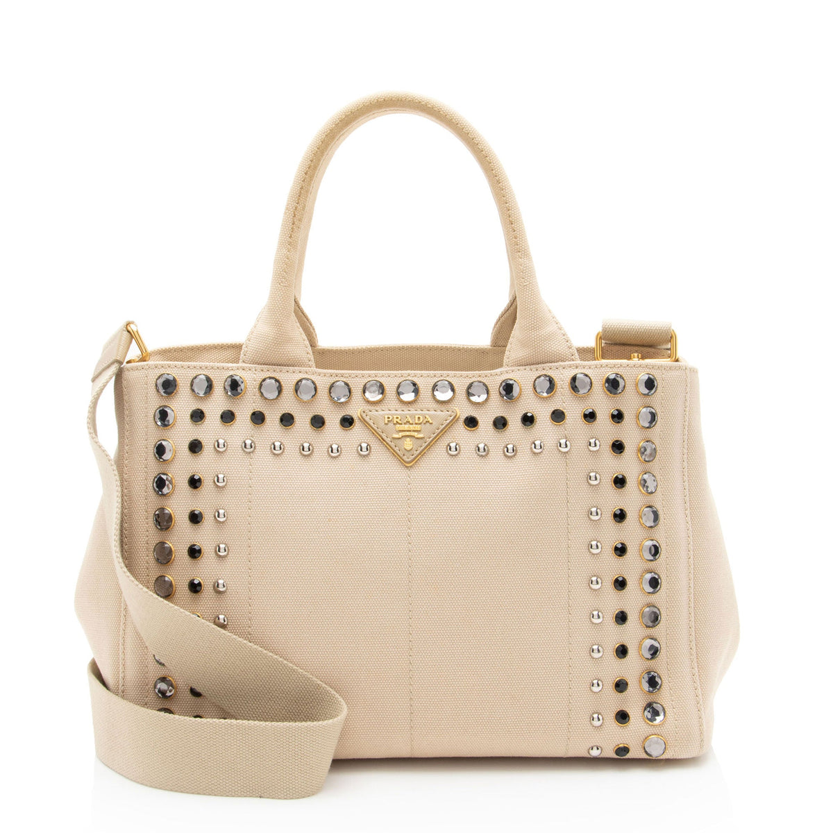 Prada Canapa Crystal Studded Tote