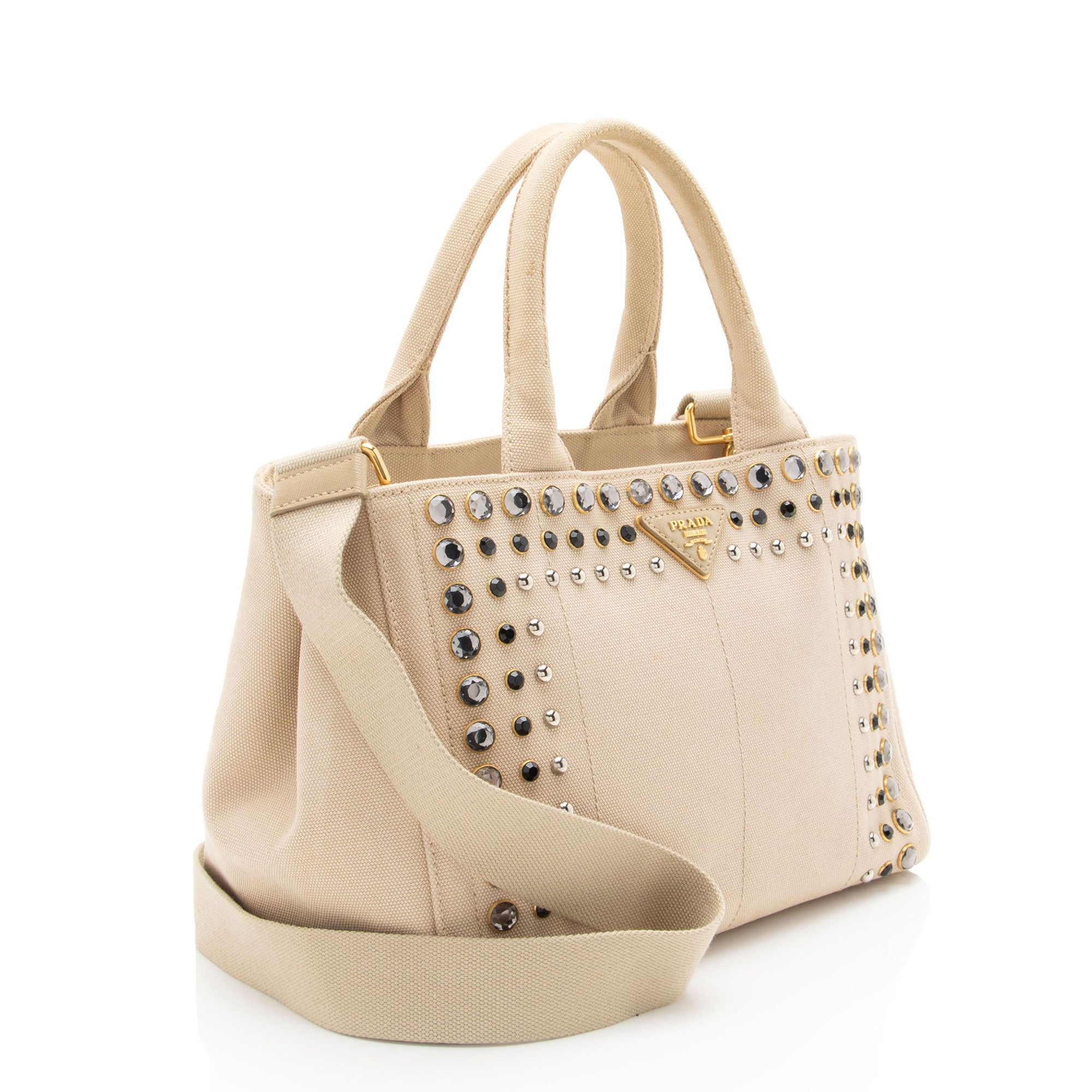 Prada Canapa Crystal Studded Tote