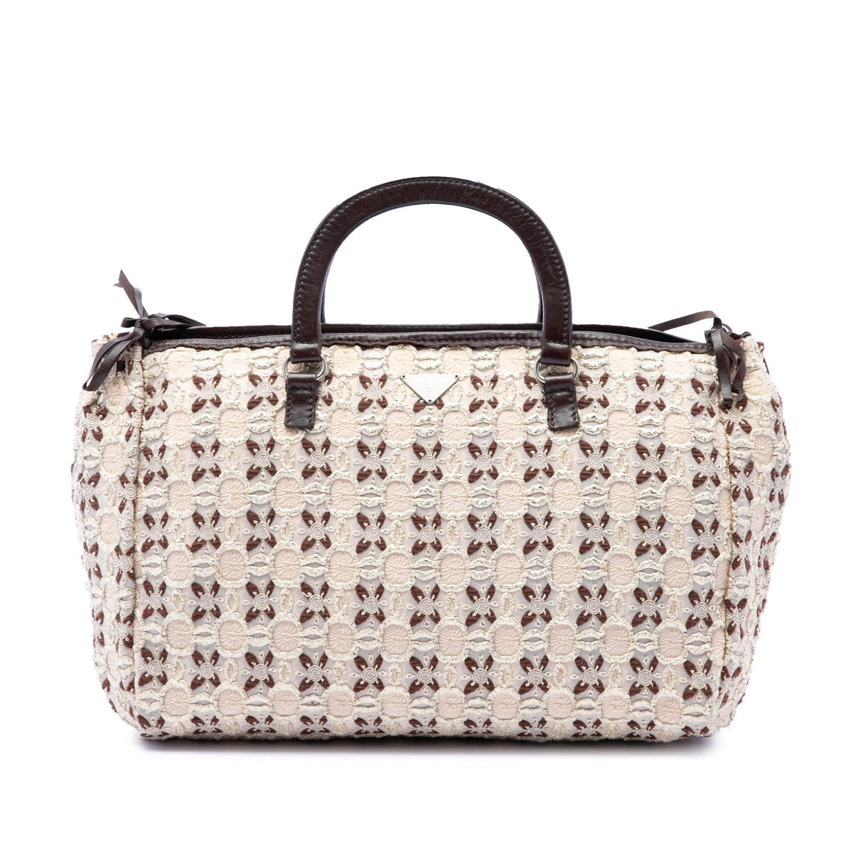 Prada Canvas Bow Cloquet Handle Bag