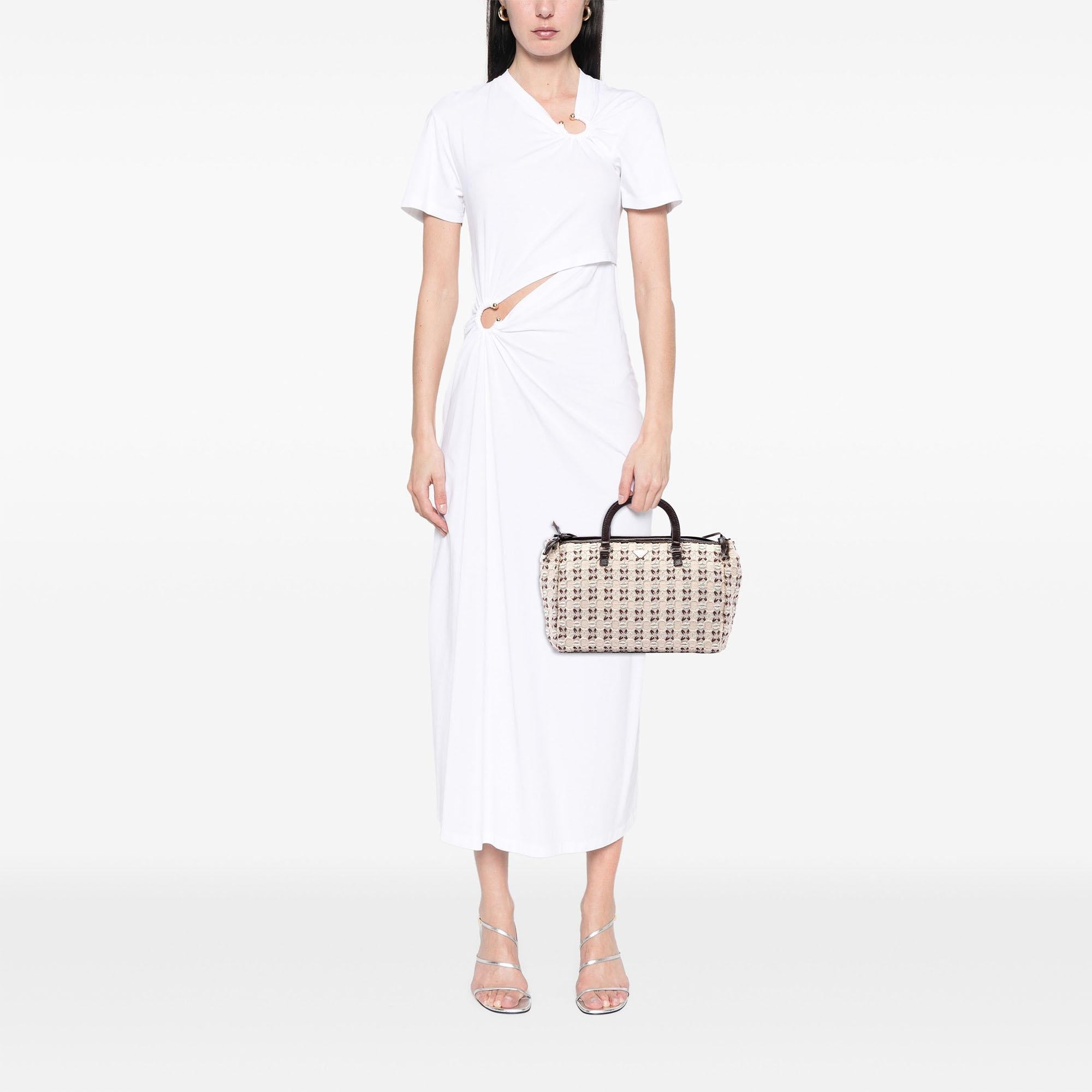 Prada Canvas Bow Cloquet Handle Bag