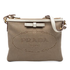 Prada Canvas Canapa Logo Bow Crossbody