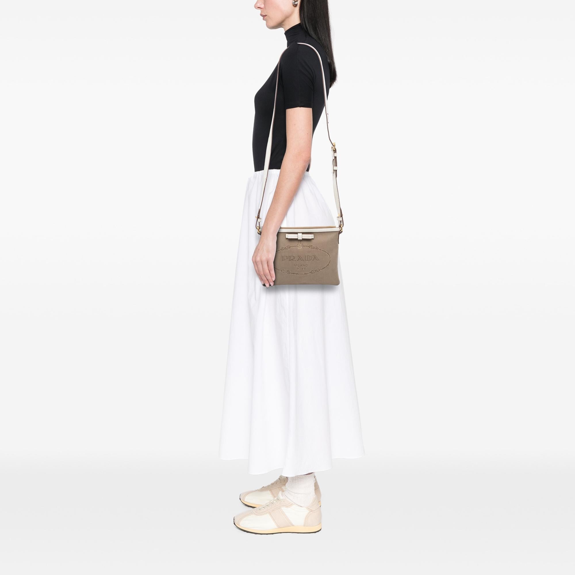 Prada Canvas Canapa Logo Bow Crossbody