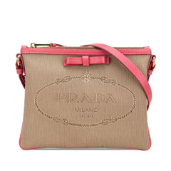 Prada Canvas Canapa Logo Bow Crossbody