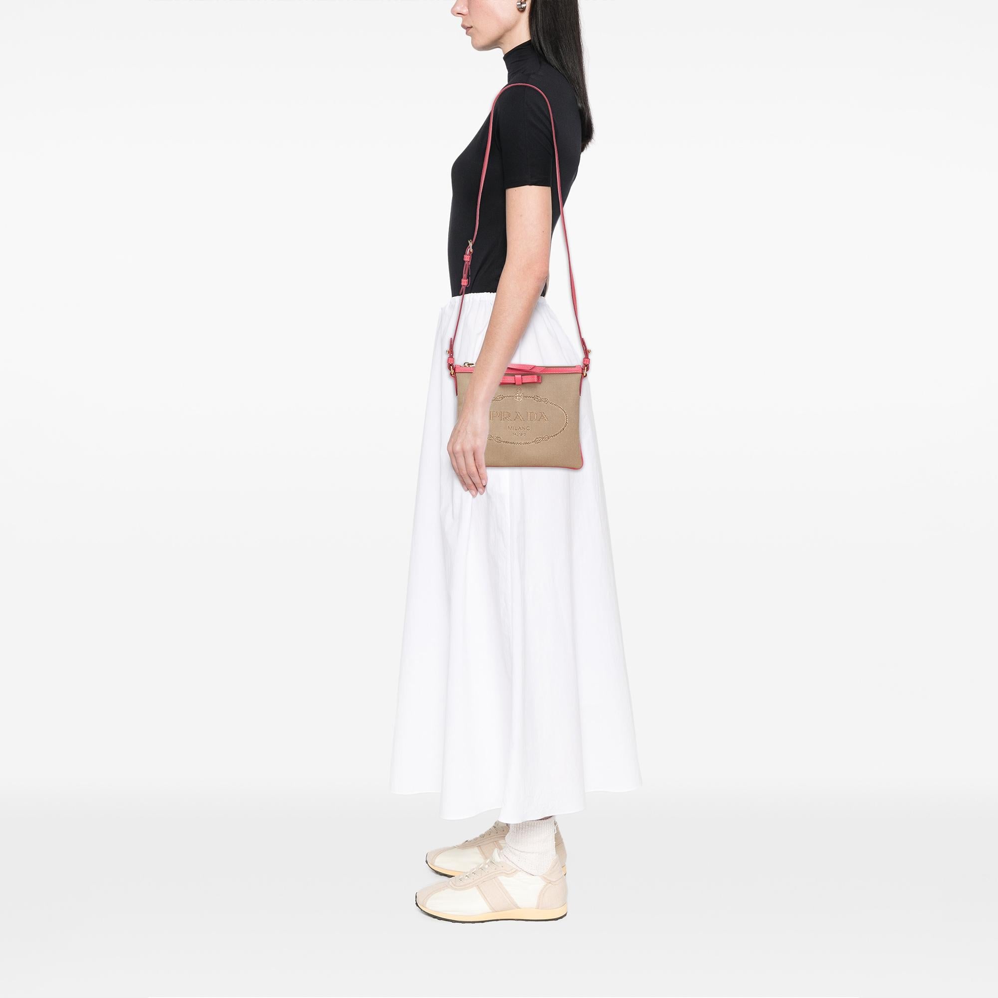 Prada Canvas Canapa Logo Bow Crossbody