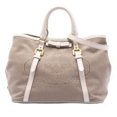 Prada Canvas Canapa Logo Bow Satchel