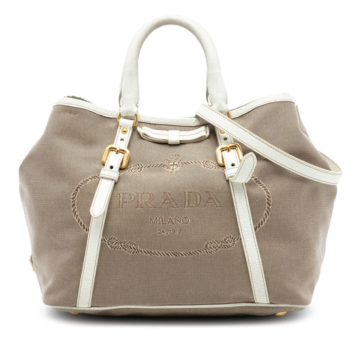 Prada Canvas Canapa Logo Bow Satchel