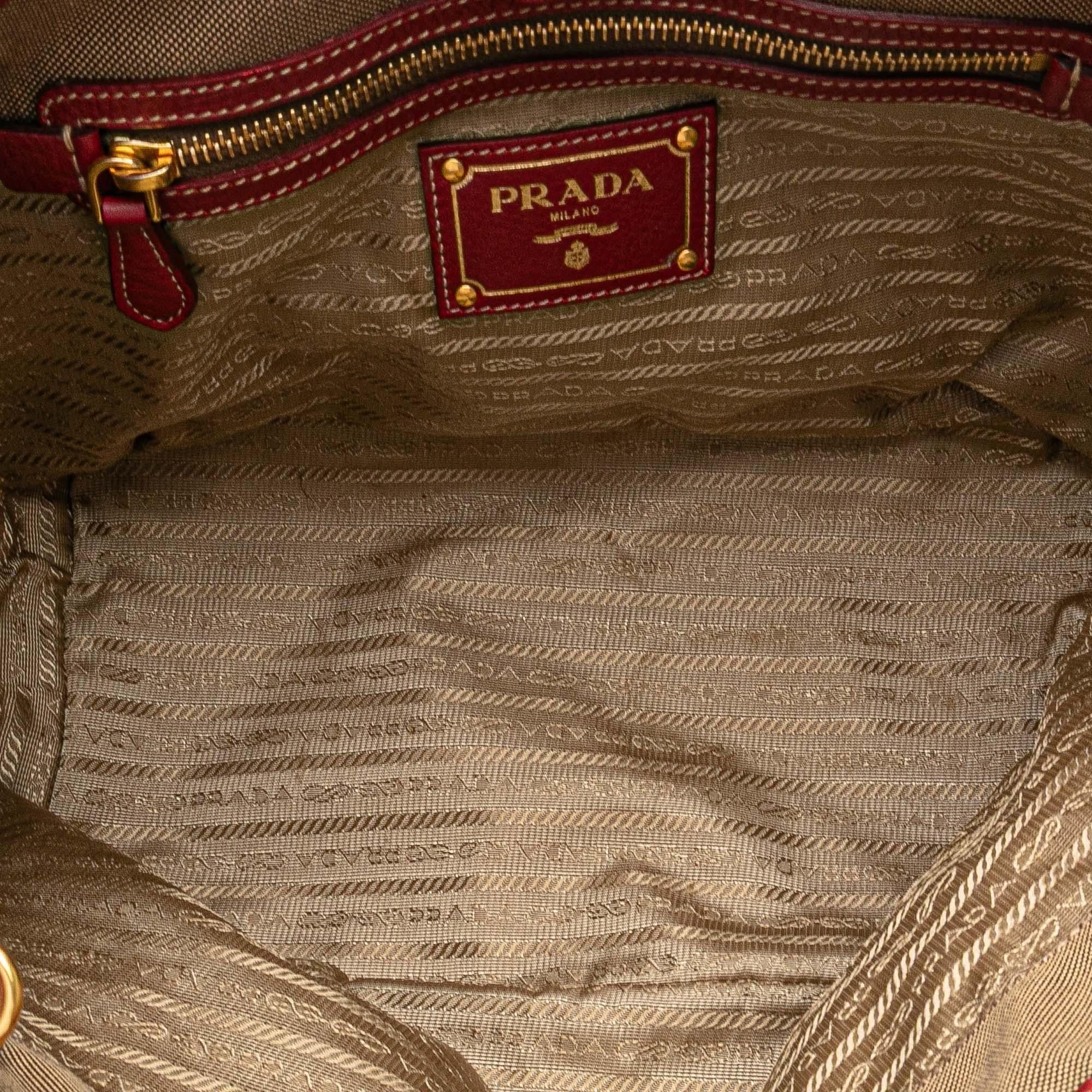 Prada Canvas Canapa Logo Bow Satchel