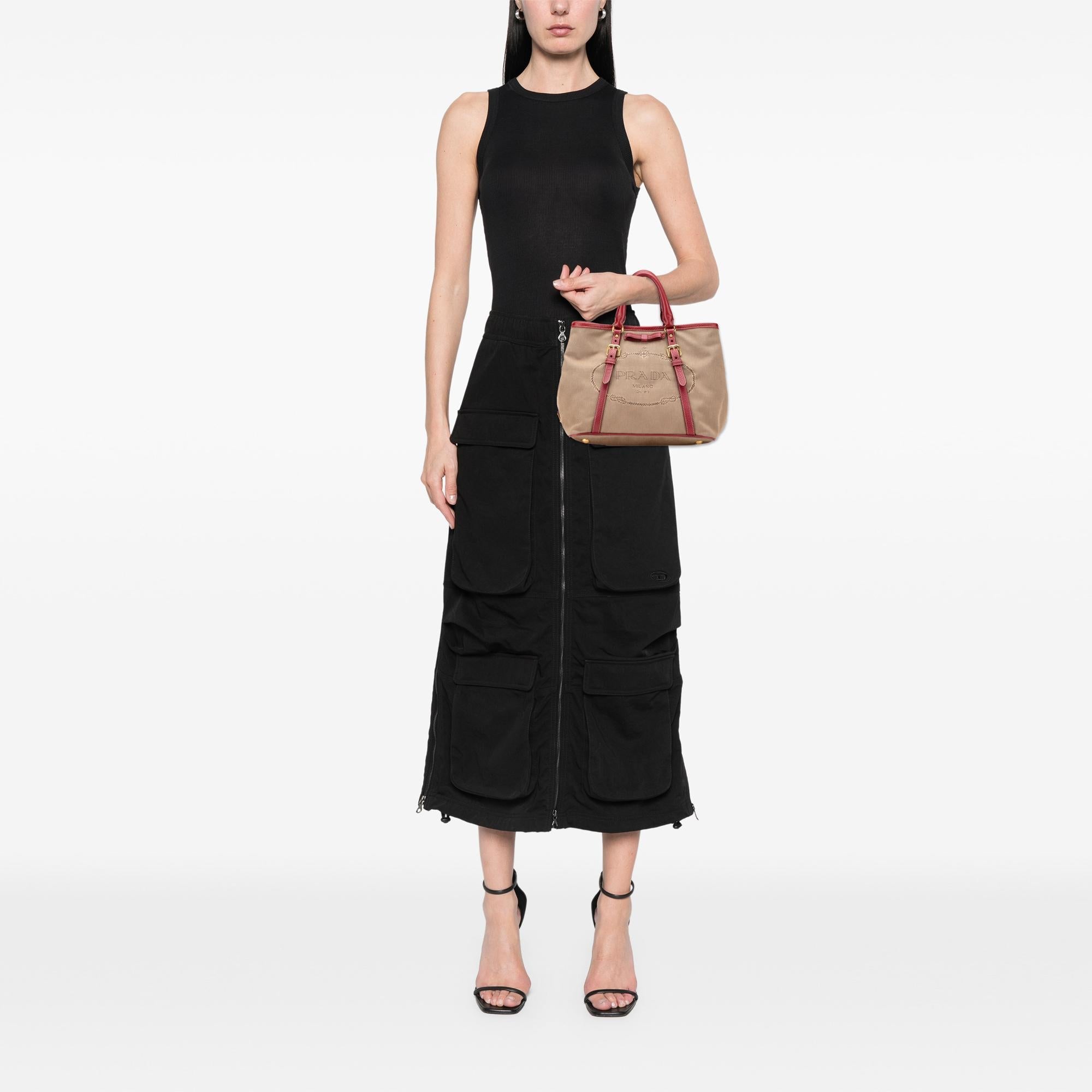 Prada Canvas Canapa Logo Bow Satchel