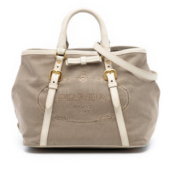 Prada Canvas Canapa Logo Bow Satchel