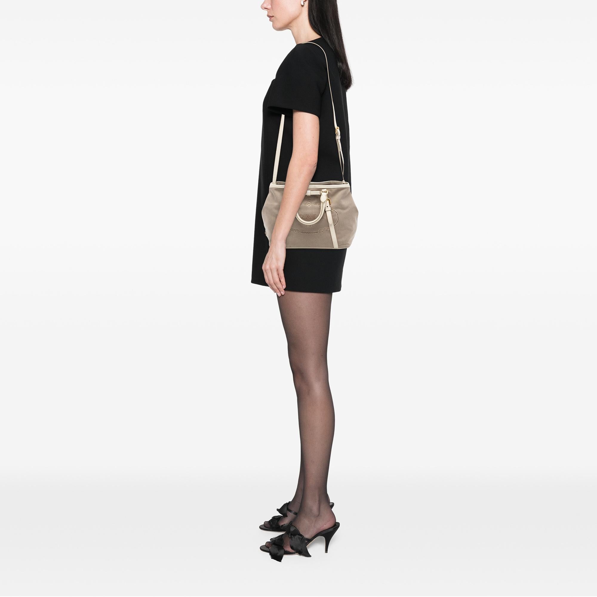 Prada Canvas Canapa Logo Bow Satchel
