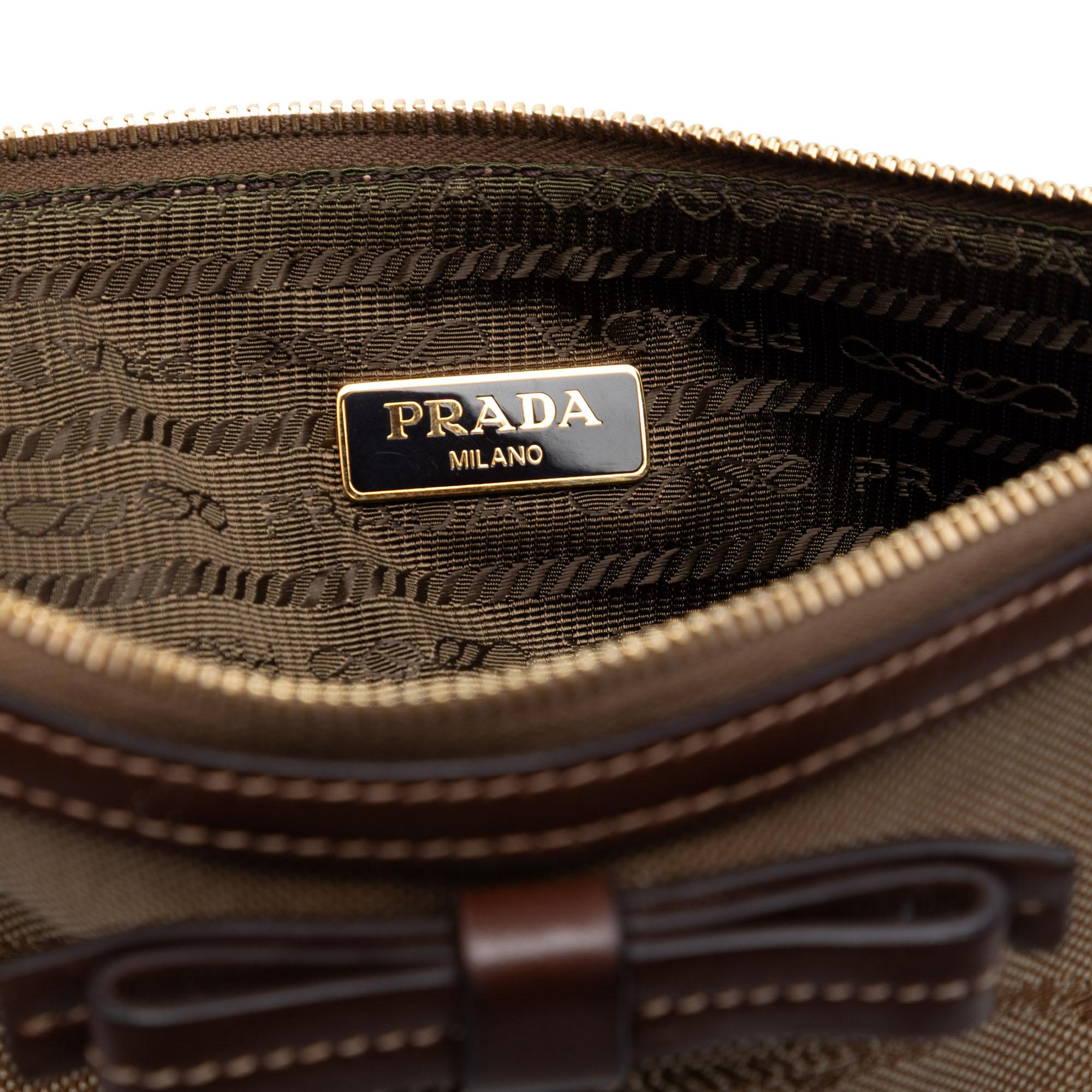 Prada Canvas Canapa Logo Bow Shoulder Bag