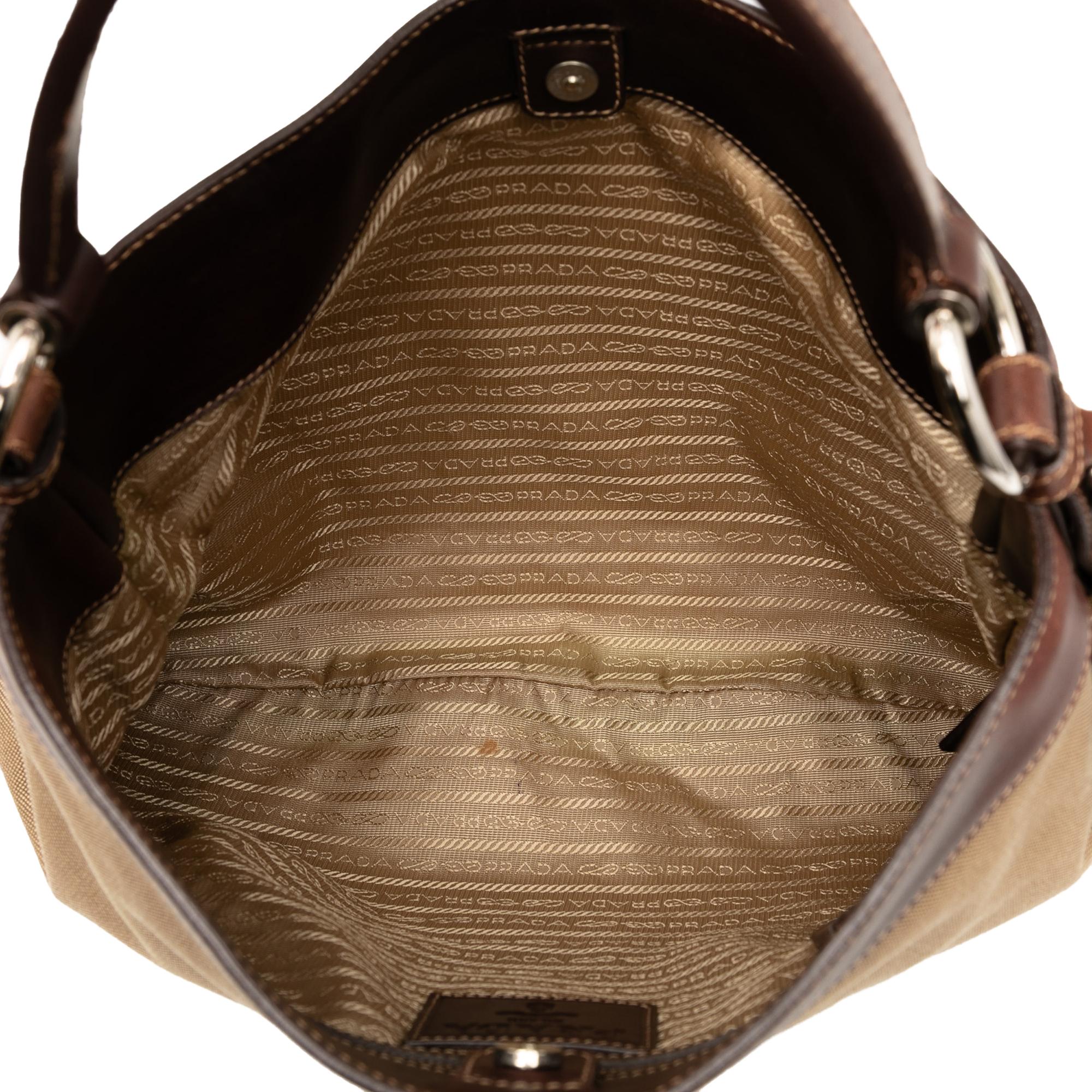 Prada Canvas Canapa Logo Hobo