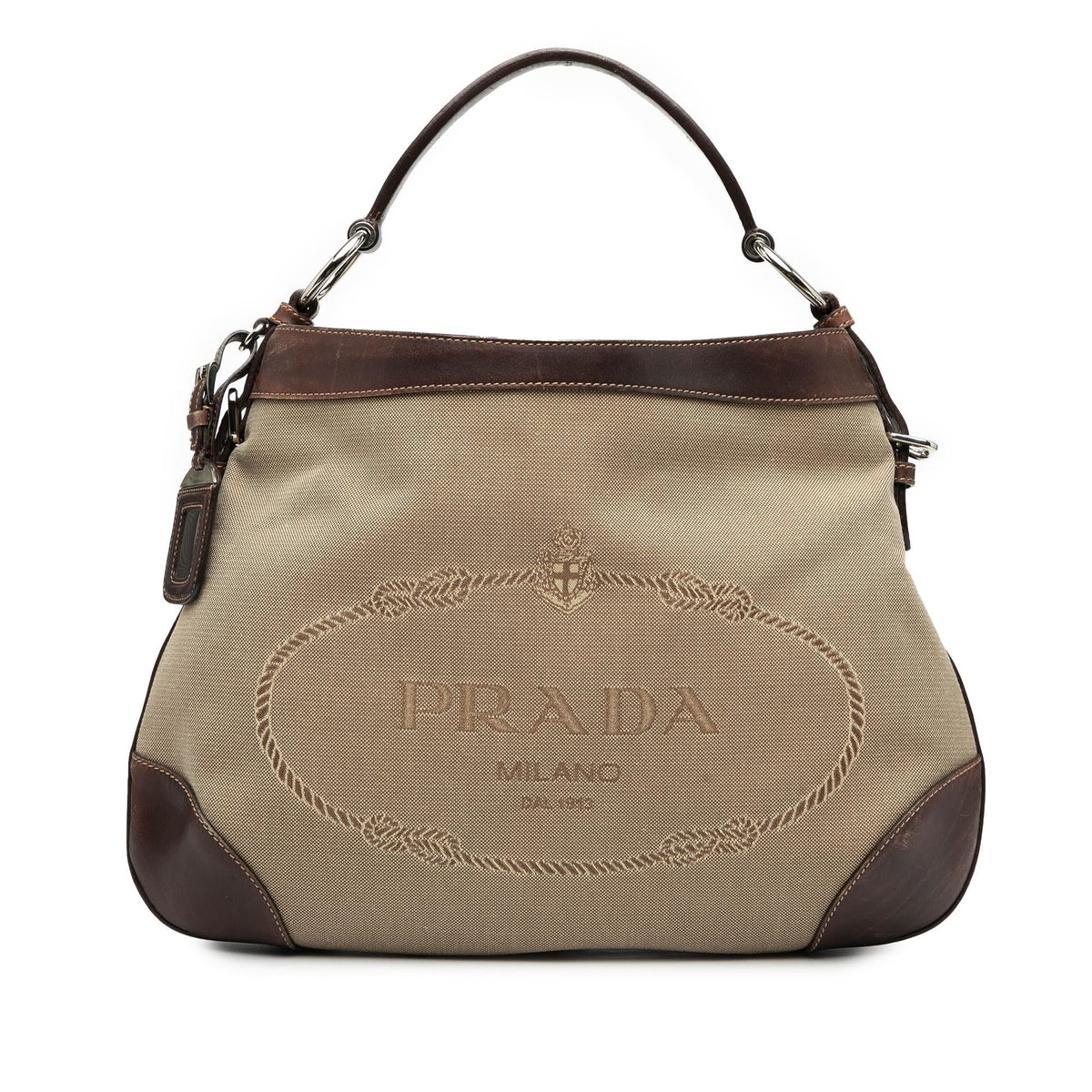 Prada Canvas Canapa Logo Hobo