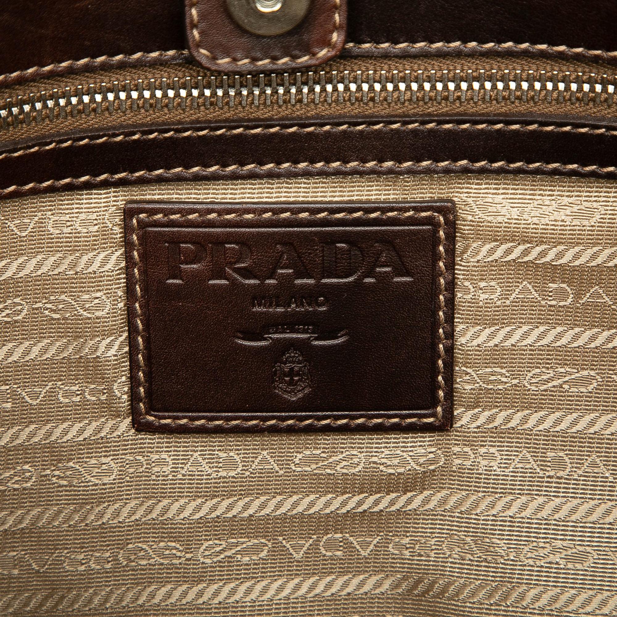 Prada Canvas Canapa Logo Hobo