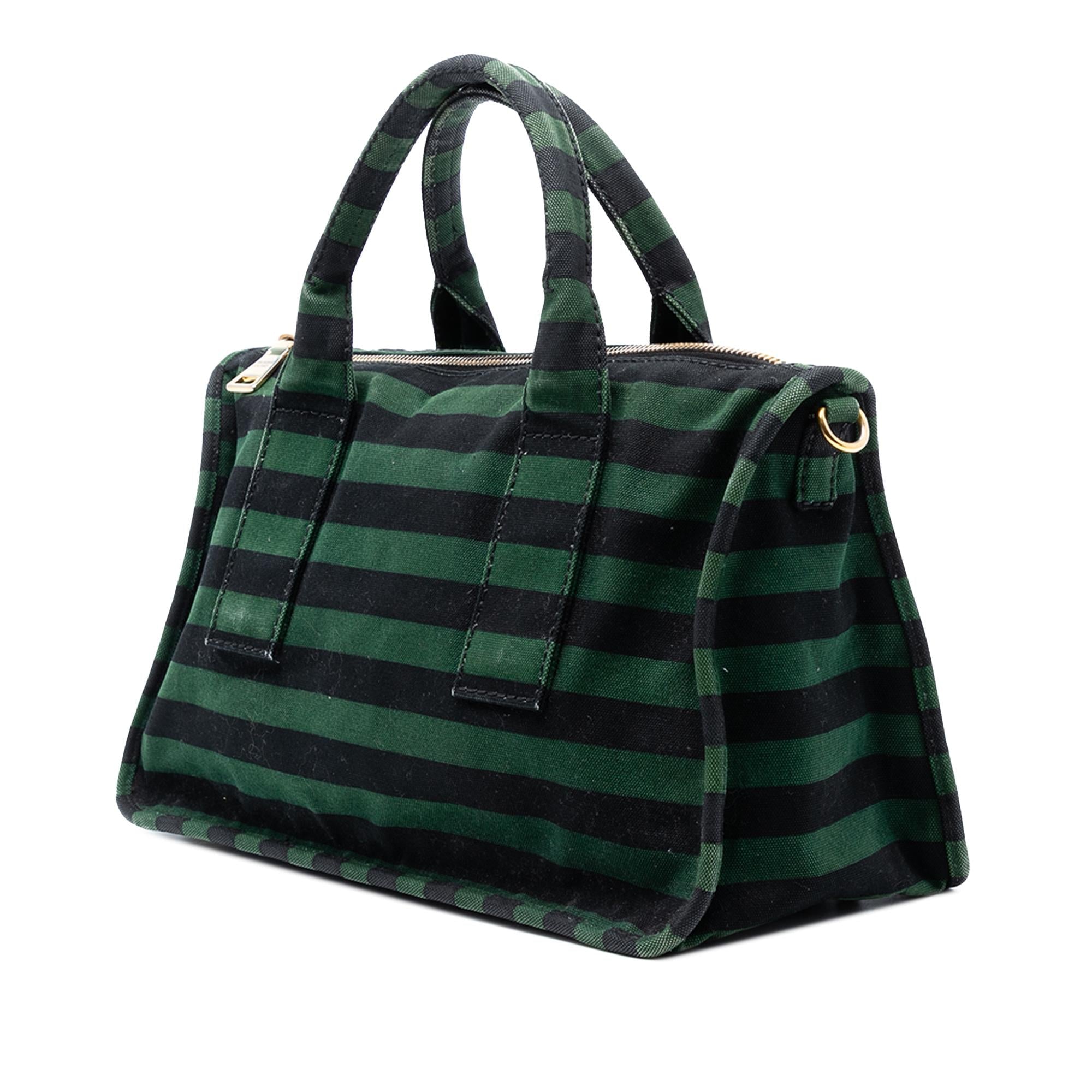 Prada Canvas Canapa Righe Striped Satchel