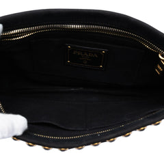 Prada Canvas Canapa Studded Vernice Clutch
