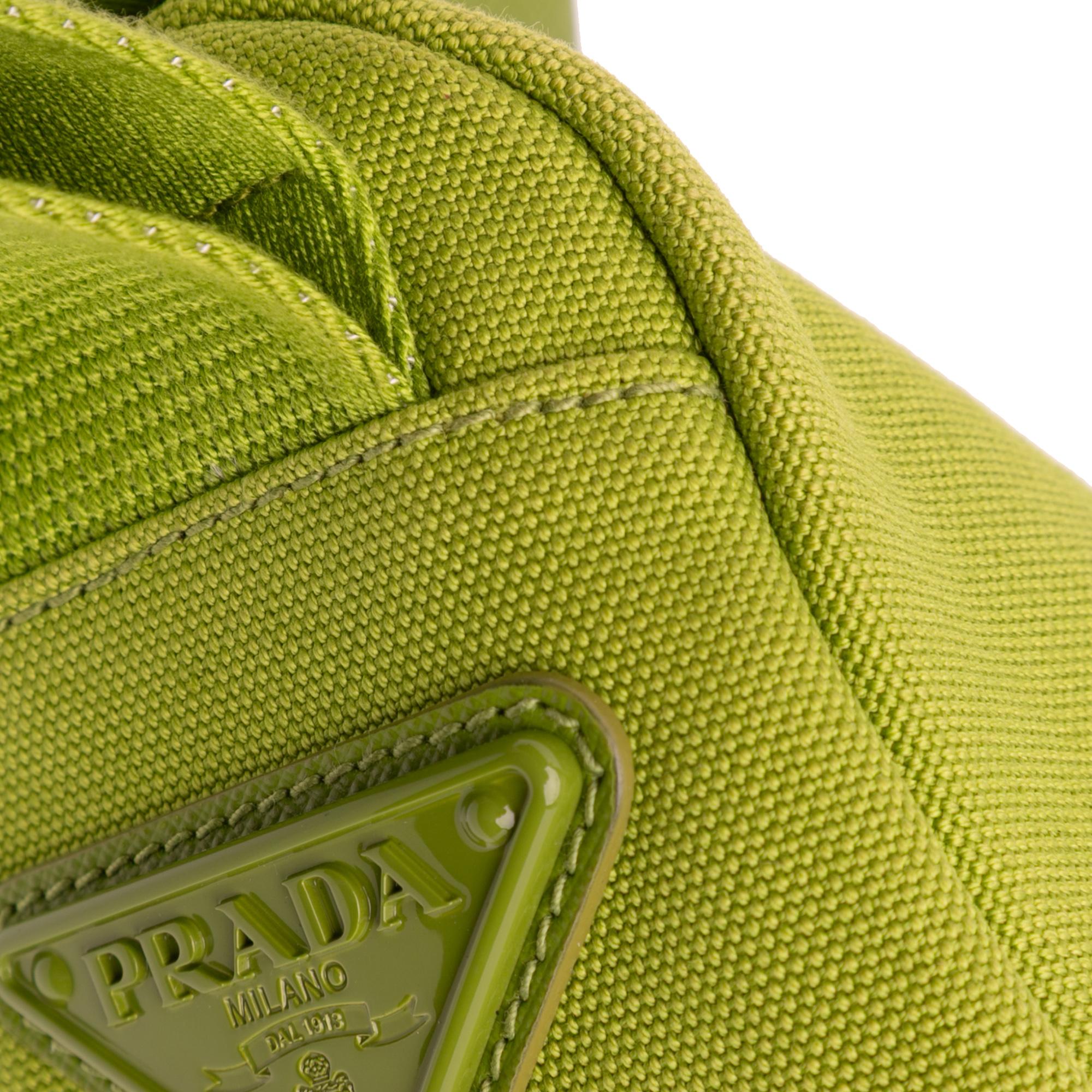 Prada Canvas Canapa Triangle Logo Wristlet Clutch