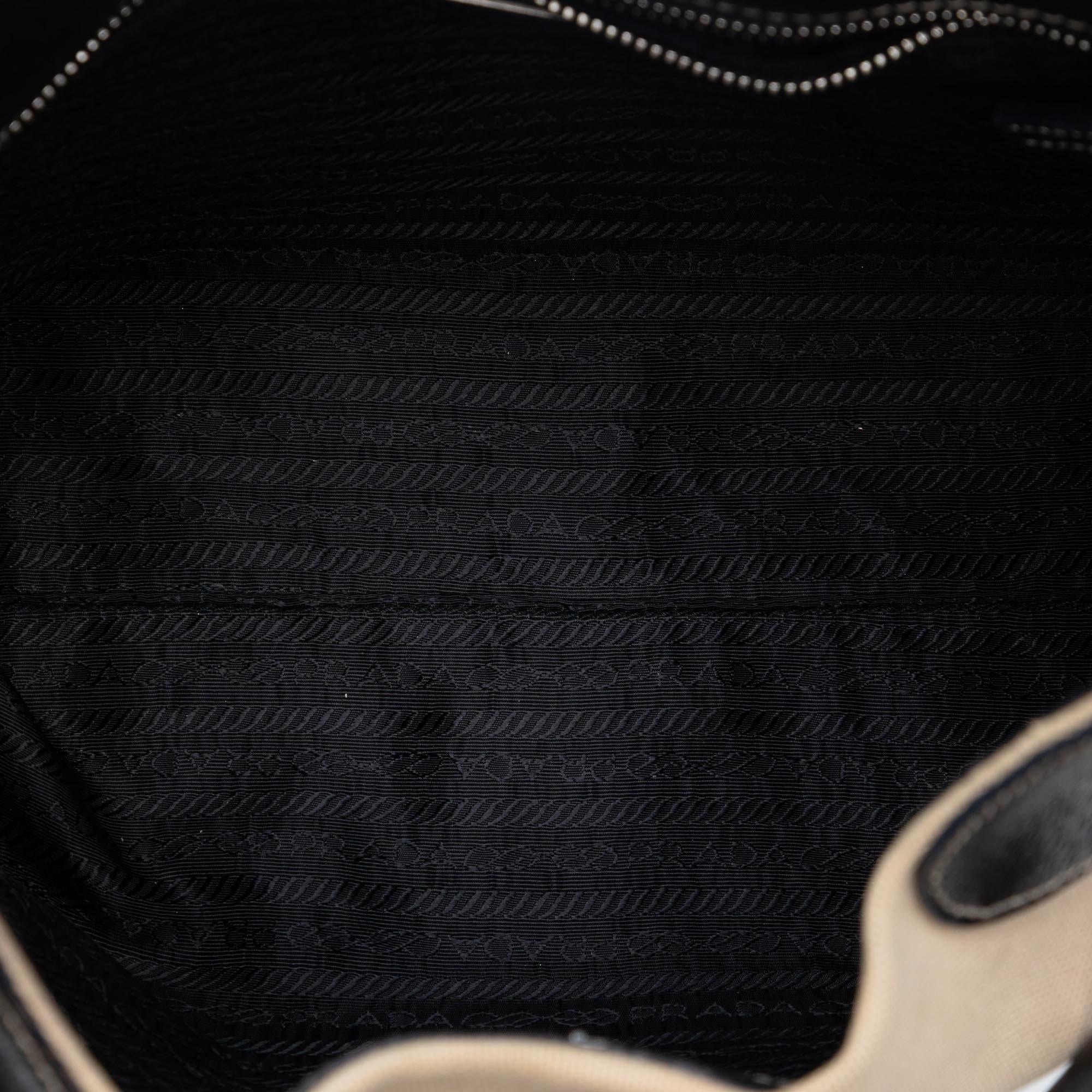Prada Cinghiale Trimmed Canapa Shoulder Bag