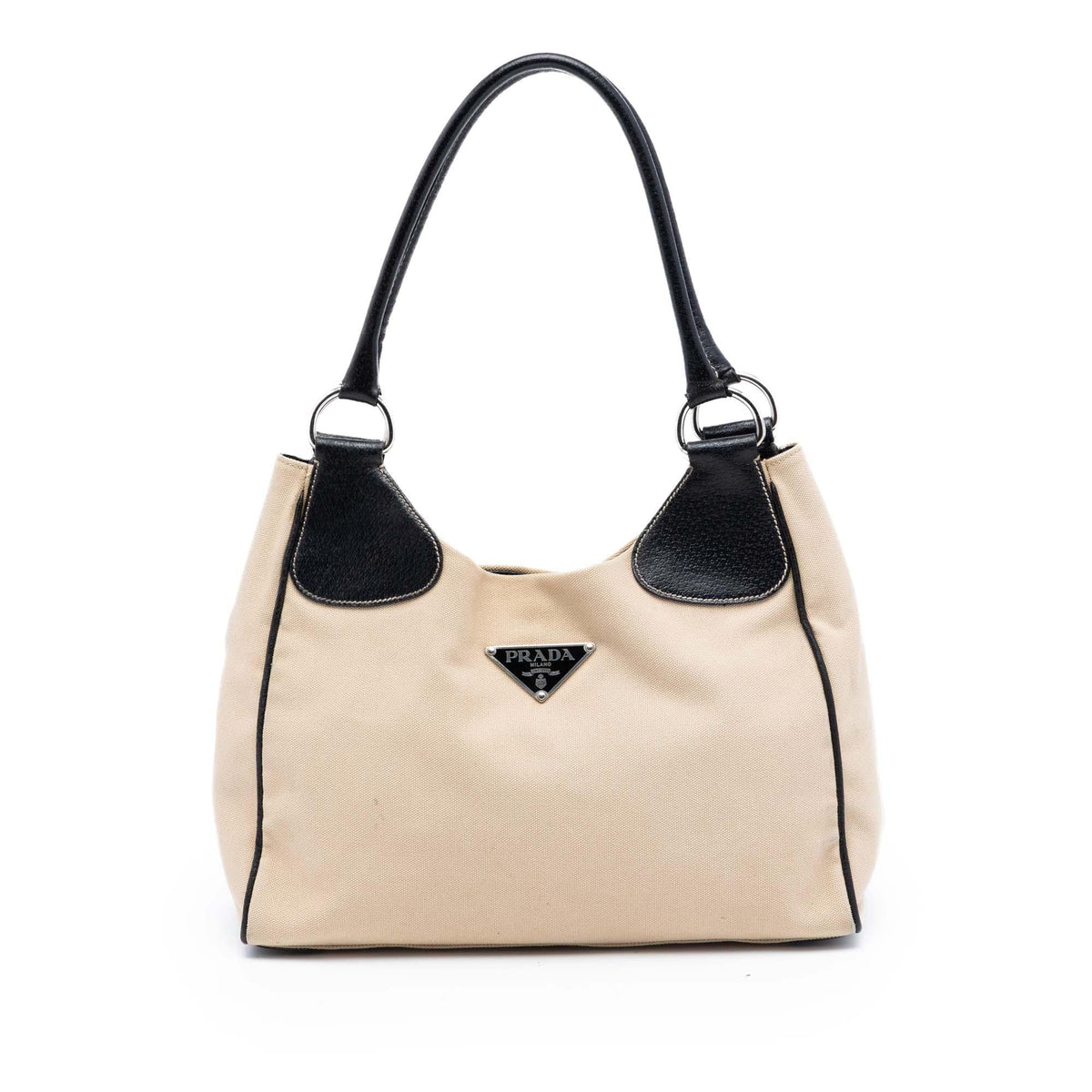 Prada Cinghiale Trimmed Canapa Shoulder Bag
