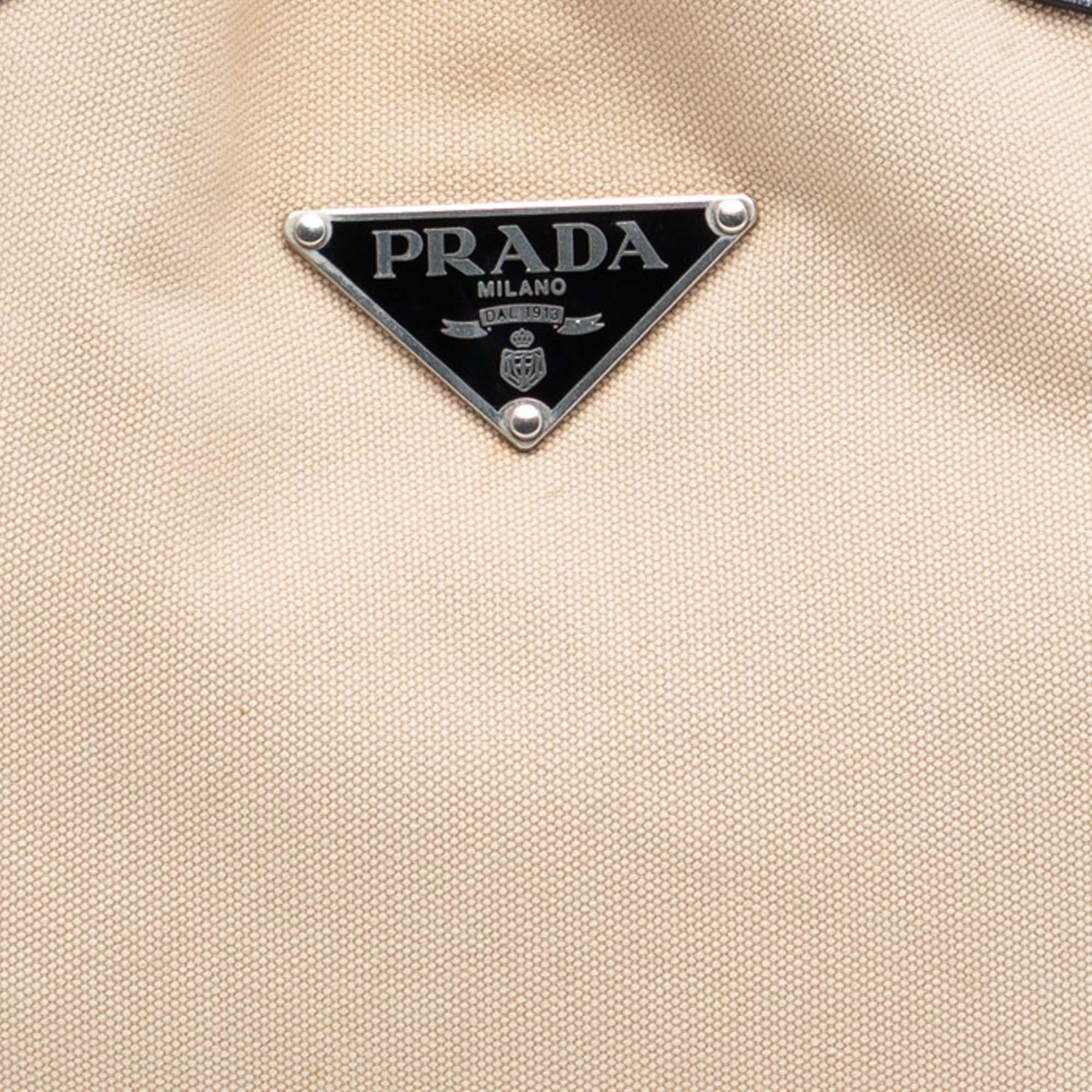 Prada Cinghiale Trimmed Canapa Shoulder Bag