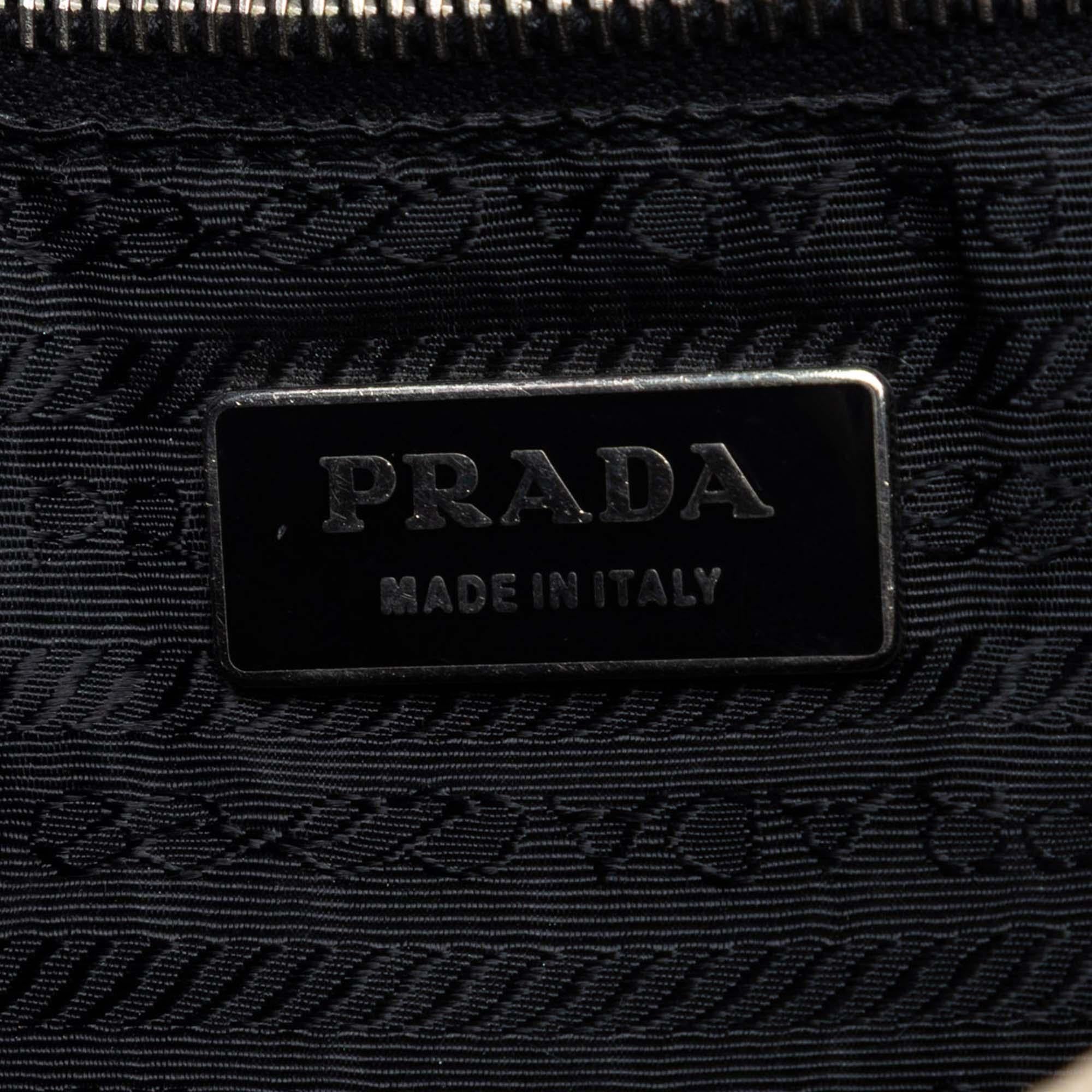 Prada Cinghiale Trimmed Canapa Shoulder Bag