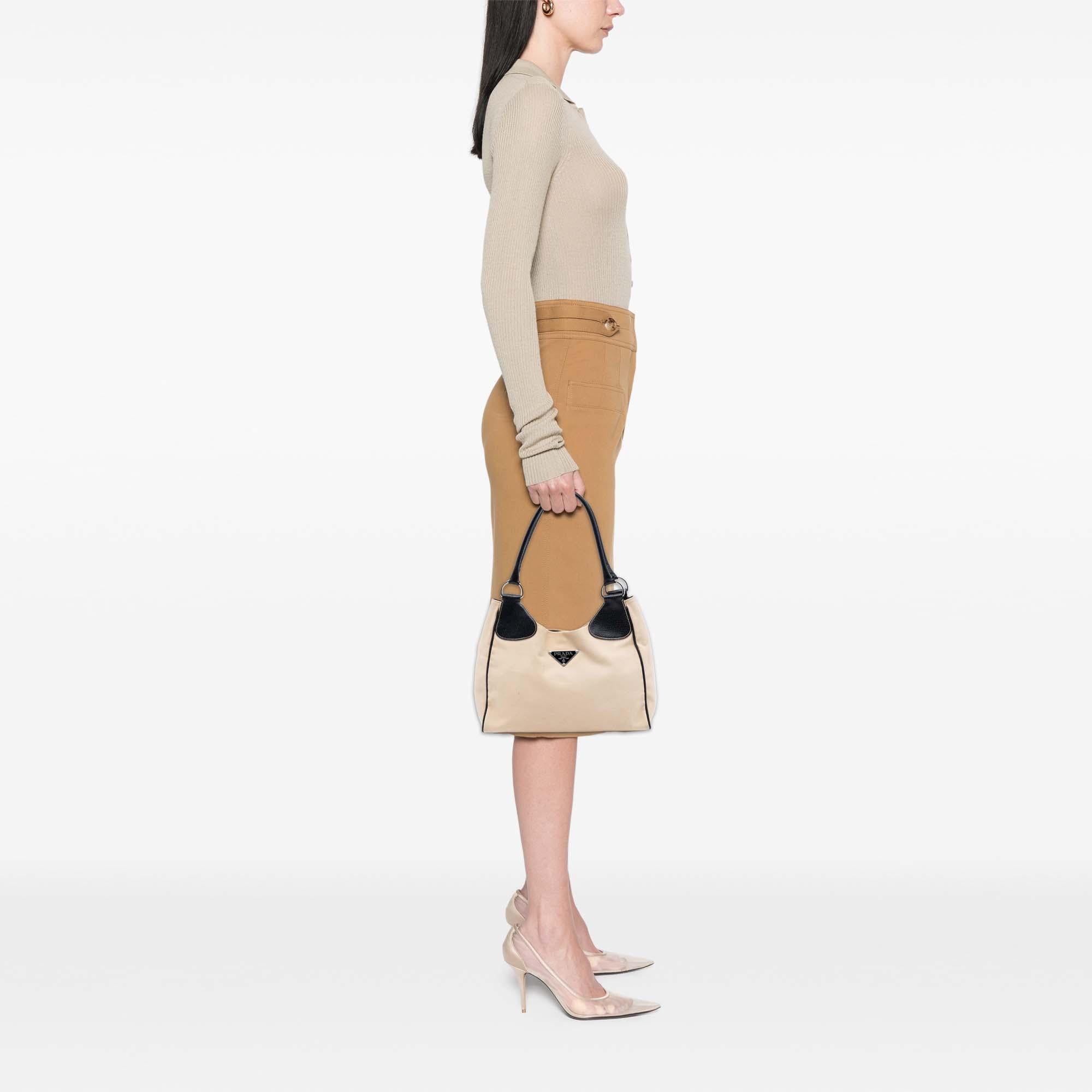 Prada Cinghiale Trimmed Canapa Shoulder Bag