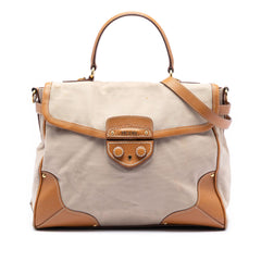 Prada Cinghiale Trimmed Canapa Top Handle Bag