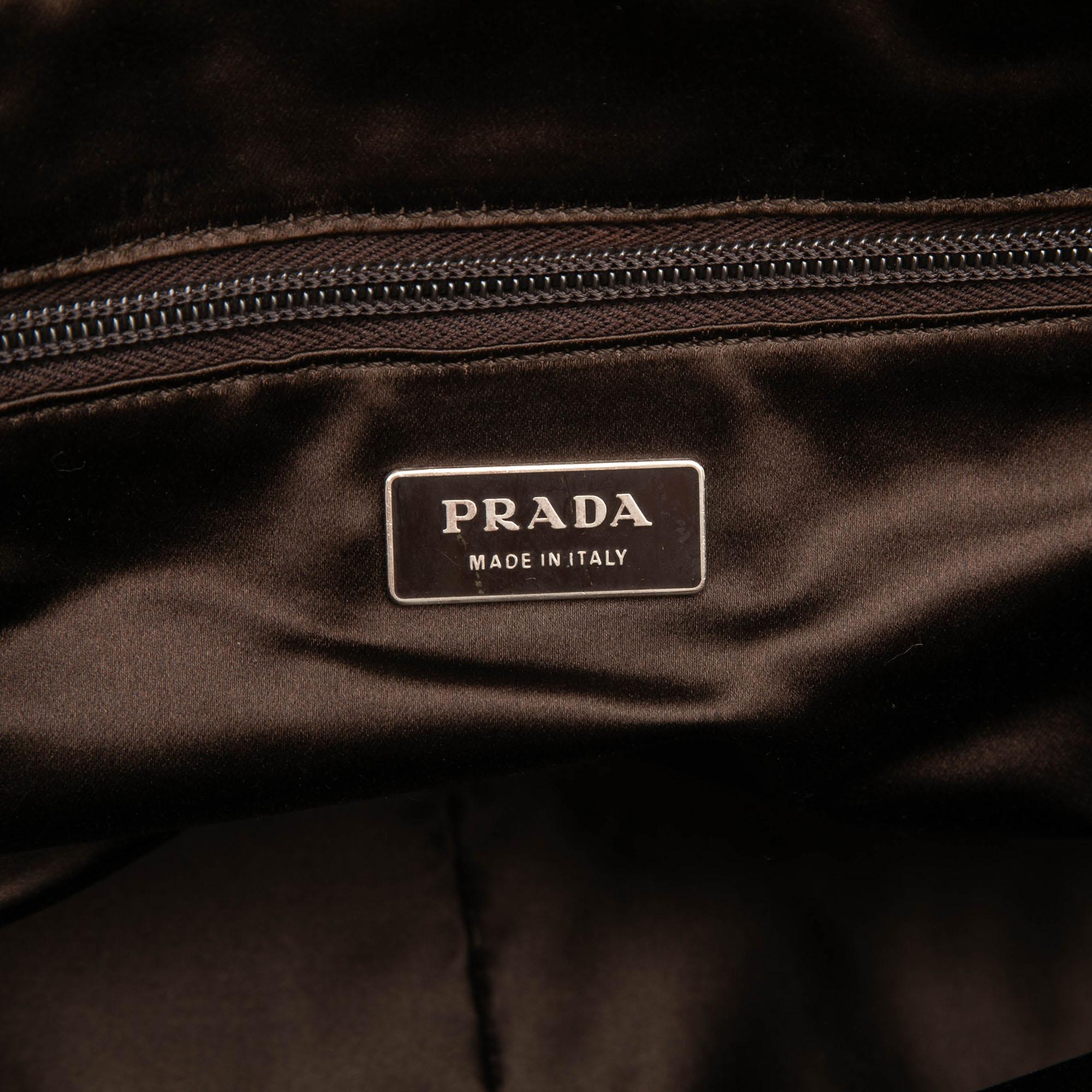 Prada Cinghiale Trimmed Canvas Canapa Bauletto Bag