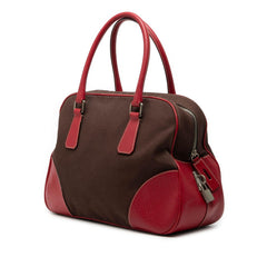 Prada Cinghiale Trimmed Canvas Canapa Bauletto Bag