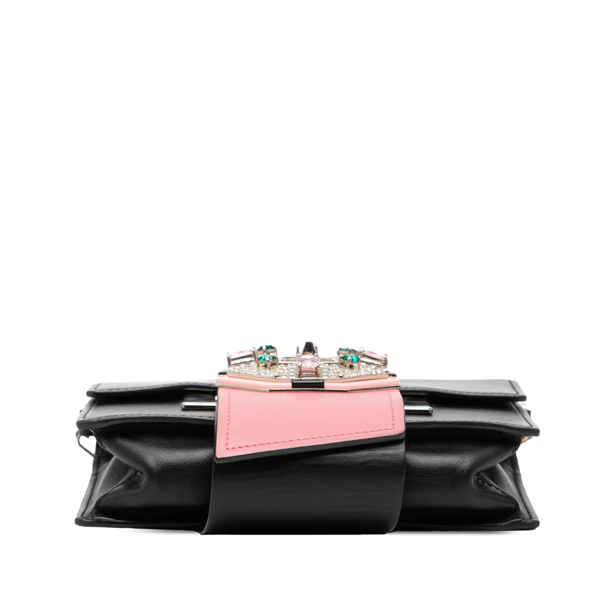 Prada City Calf Crystal Embellished Ribbon Bag