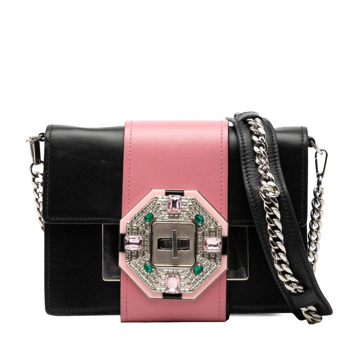 Prada City Calf Crystal Embellished Ribbon Bag