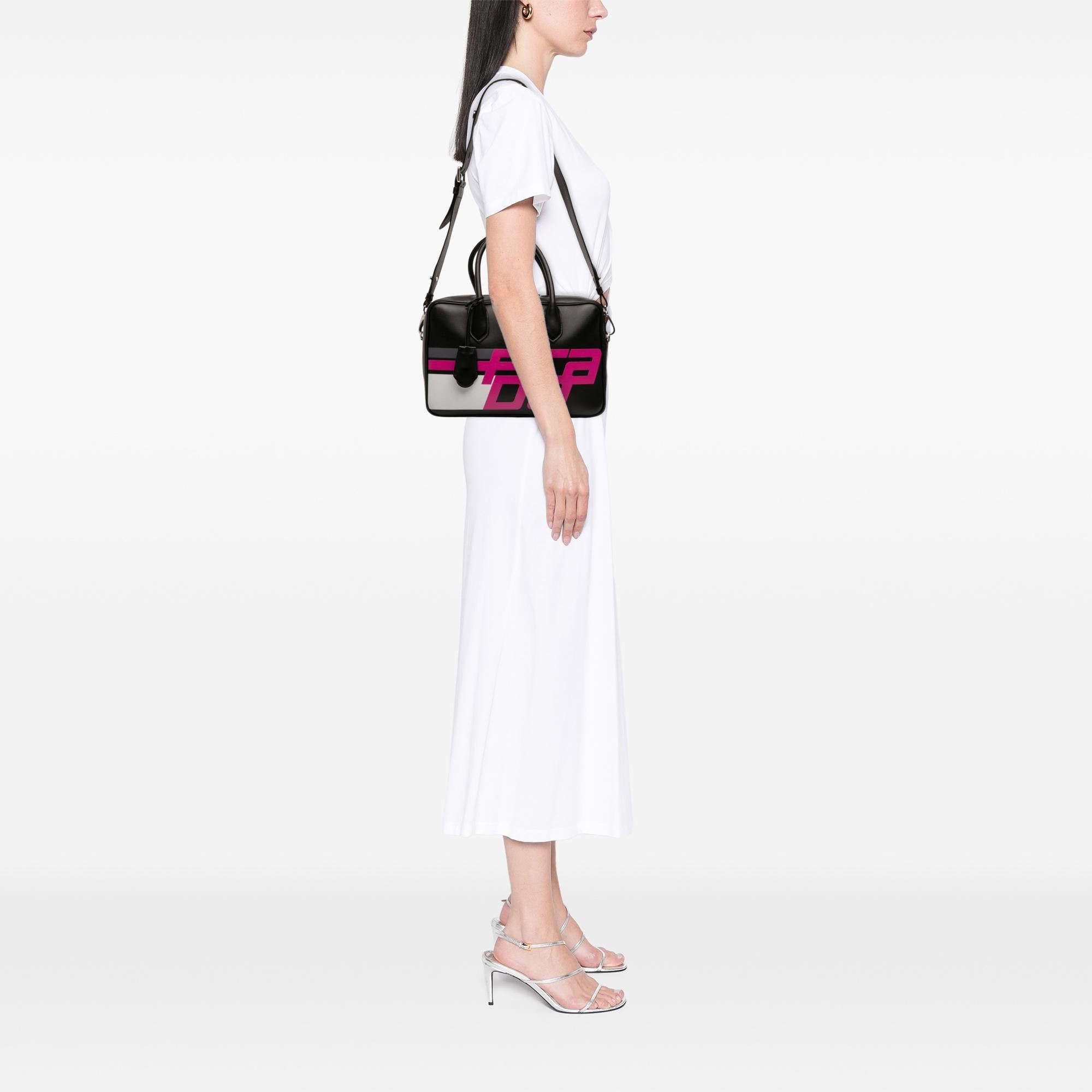 Prada City Calf Racing Satchel