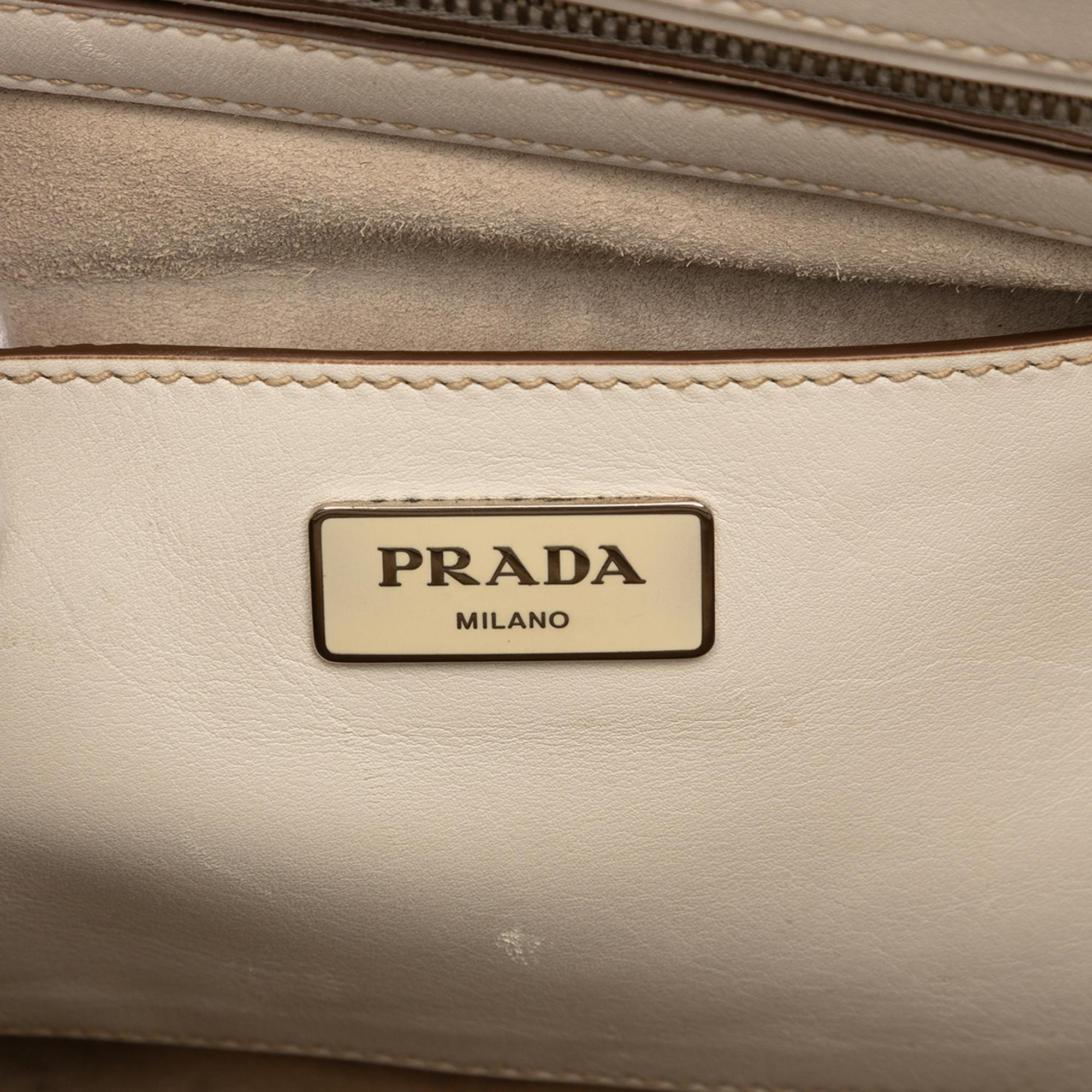 Prada City Calf Stitched Twin Pocket Satchel
