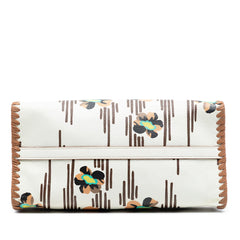 Prada City Calf Trimmed Madras Floral Print Paradigme Whipstitch Satchel