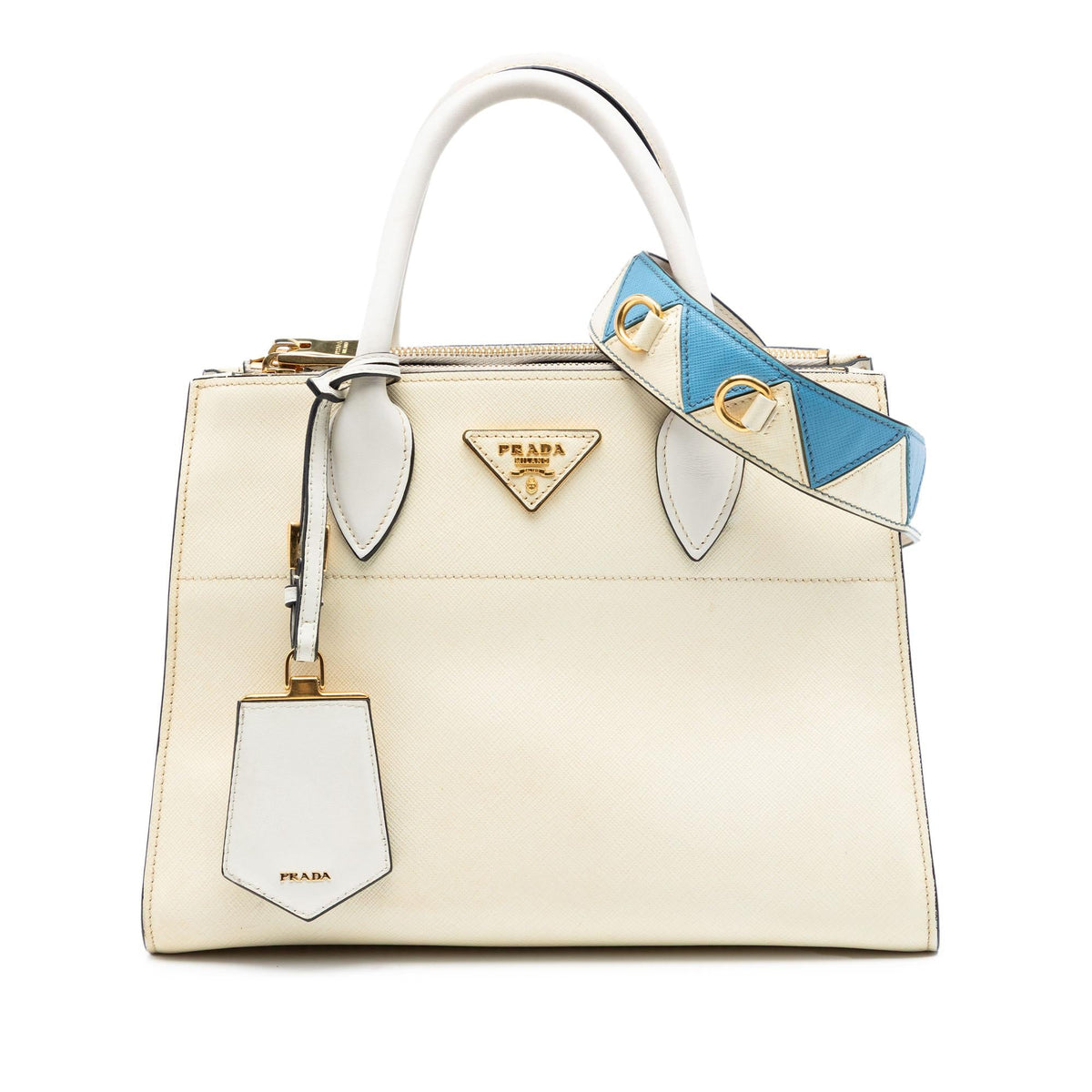Prada City Calf Trimmed Saffiano Greche Paradigme Bag